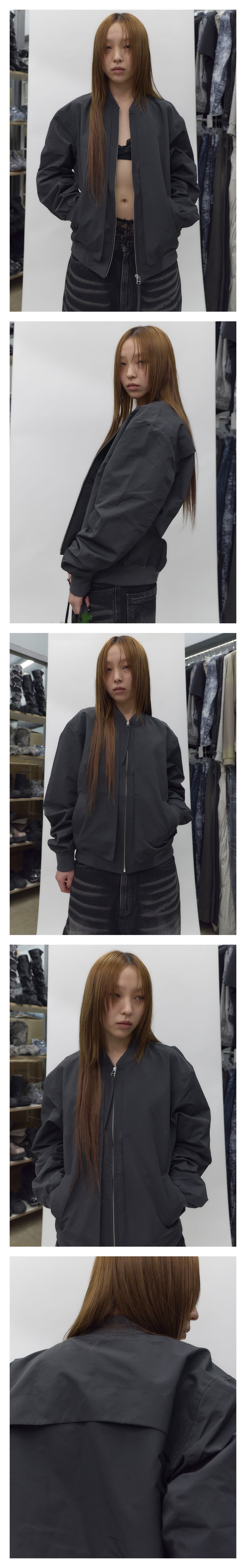 Curved Line Flight Jacket Charcoal — vue 3