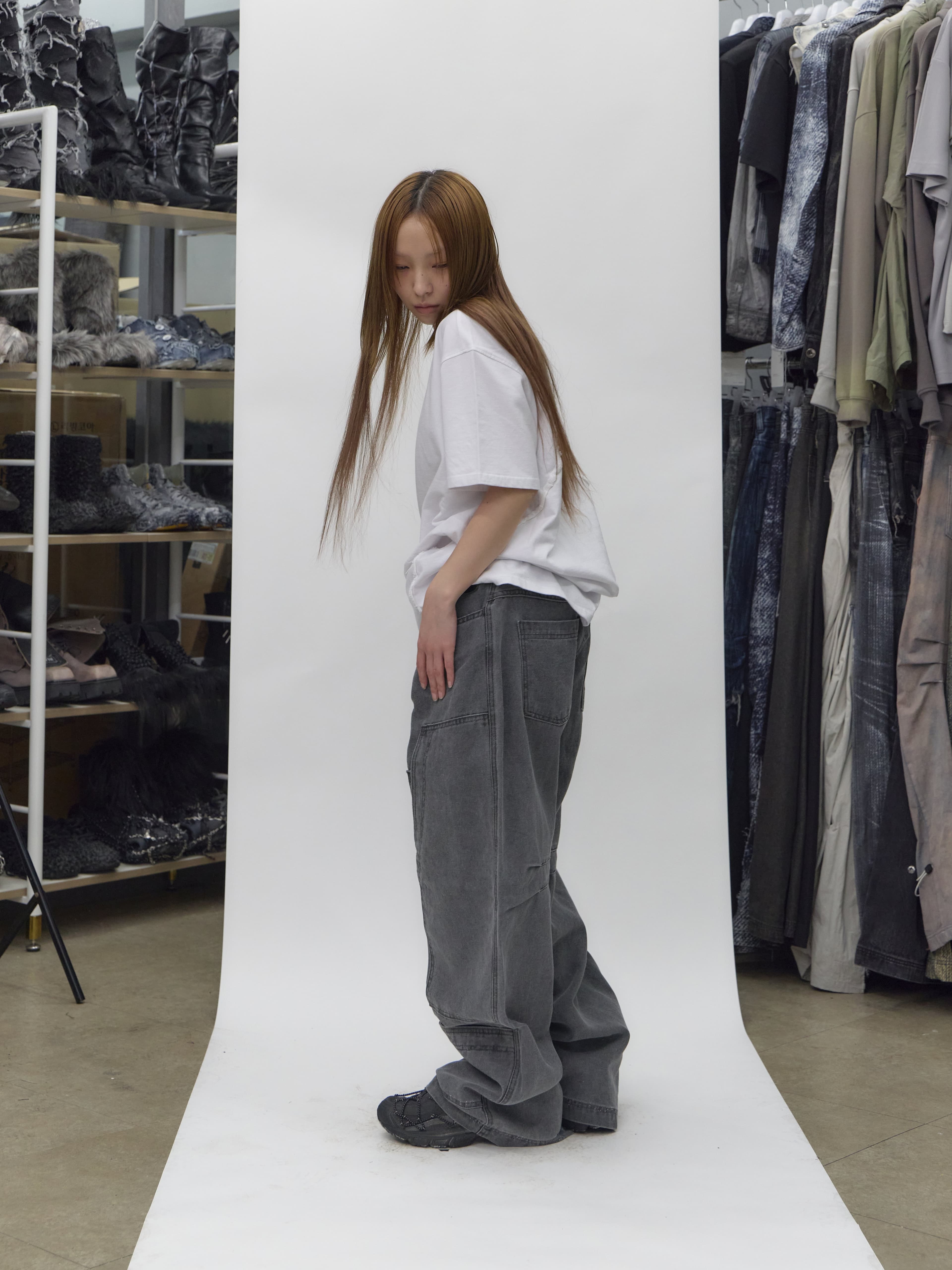 Dyed Multi Cargo Carpenter Pants Light Grey — vue 5