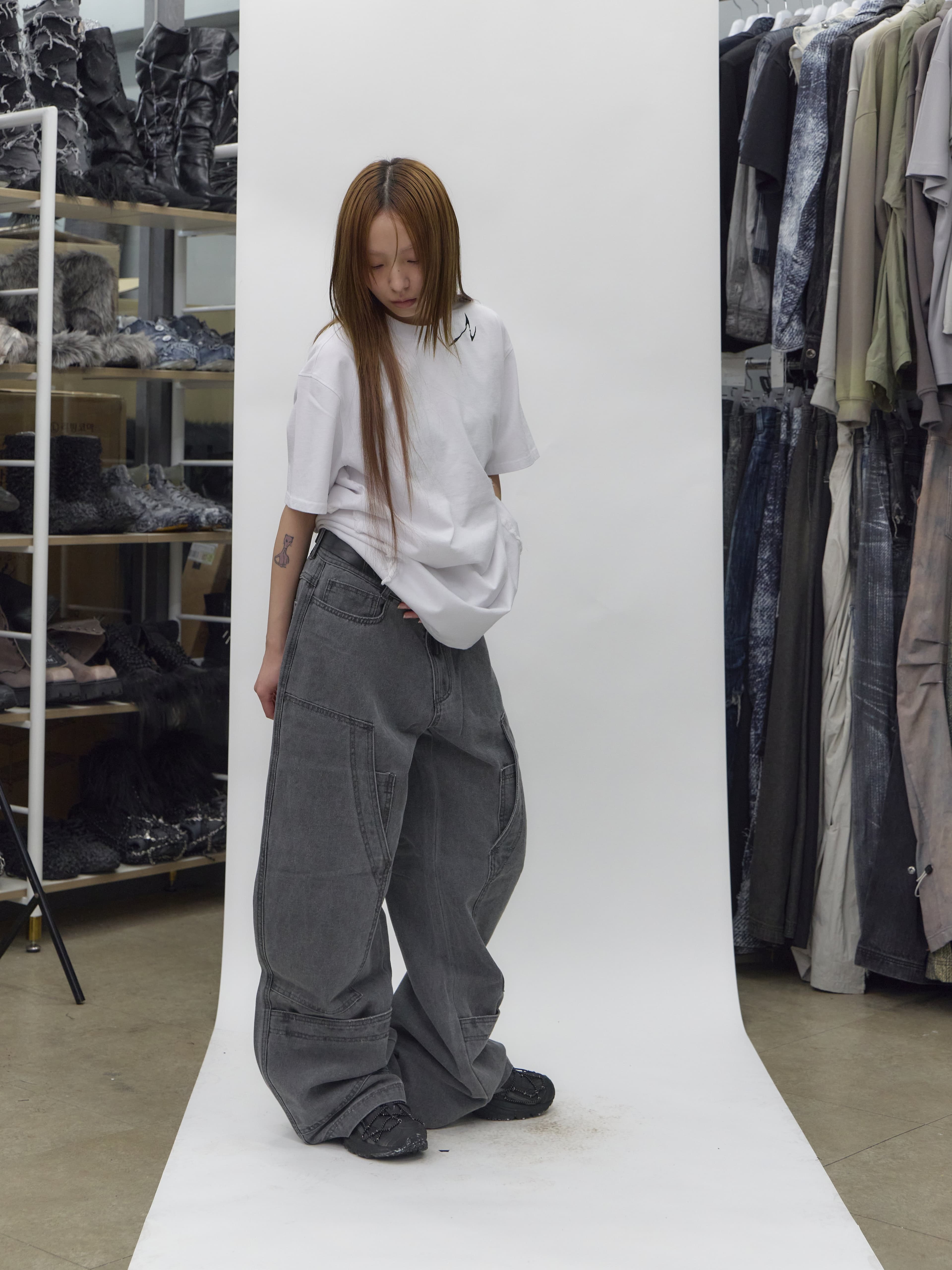 Dyed Multi Cargo Carpenter Pants Light Grey — vue 6