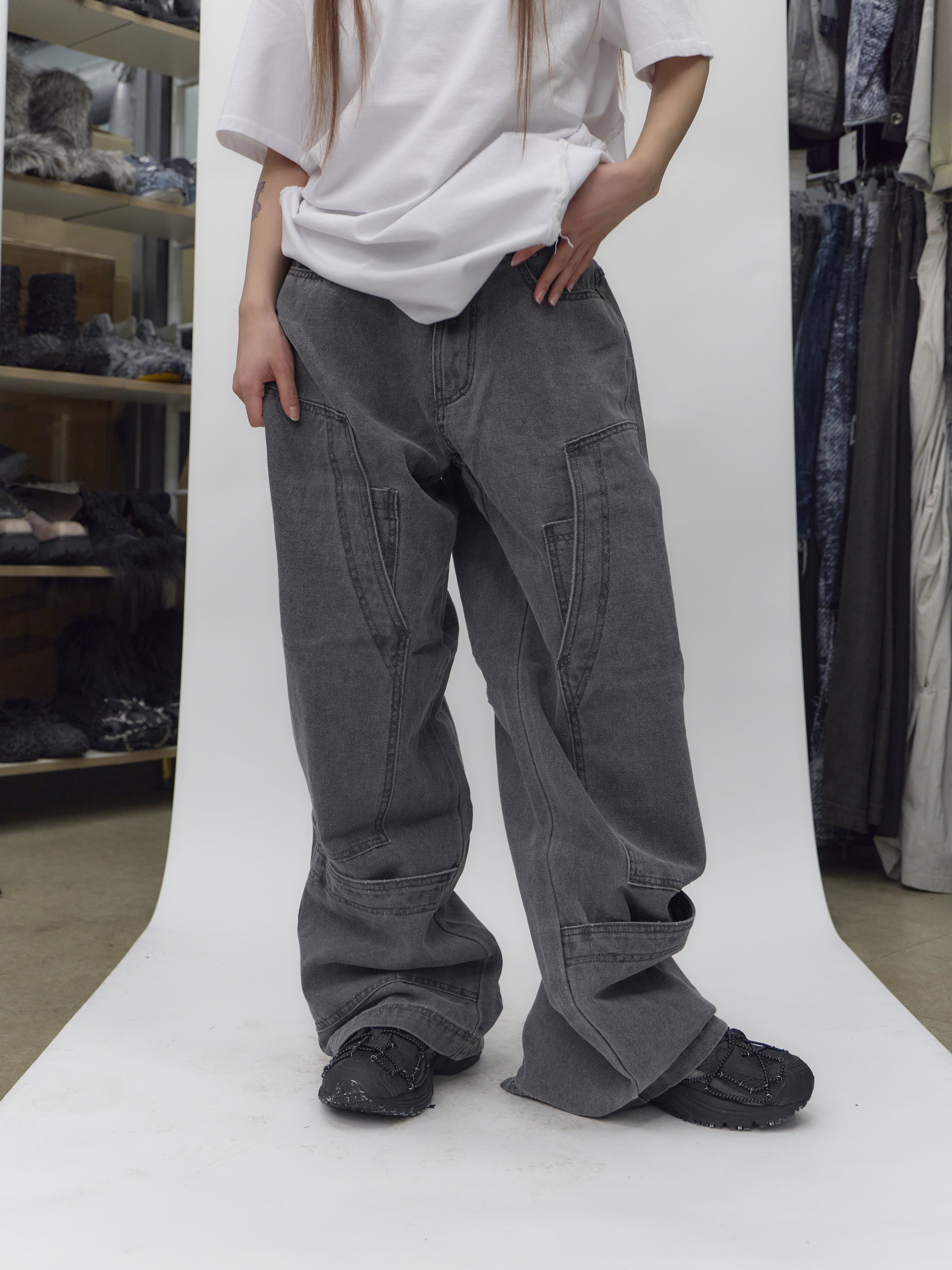 Dyed Multi Cargo Carpenter Pants Light Grey — vue 7