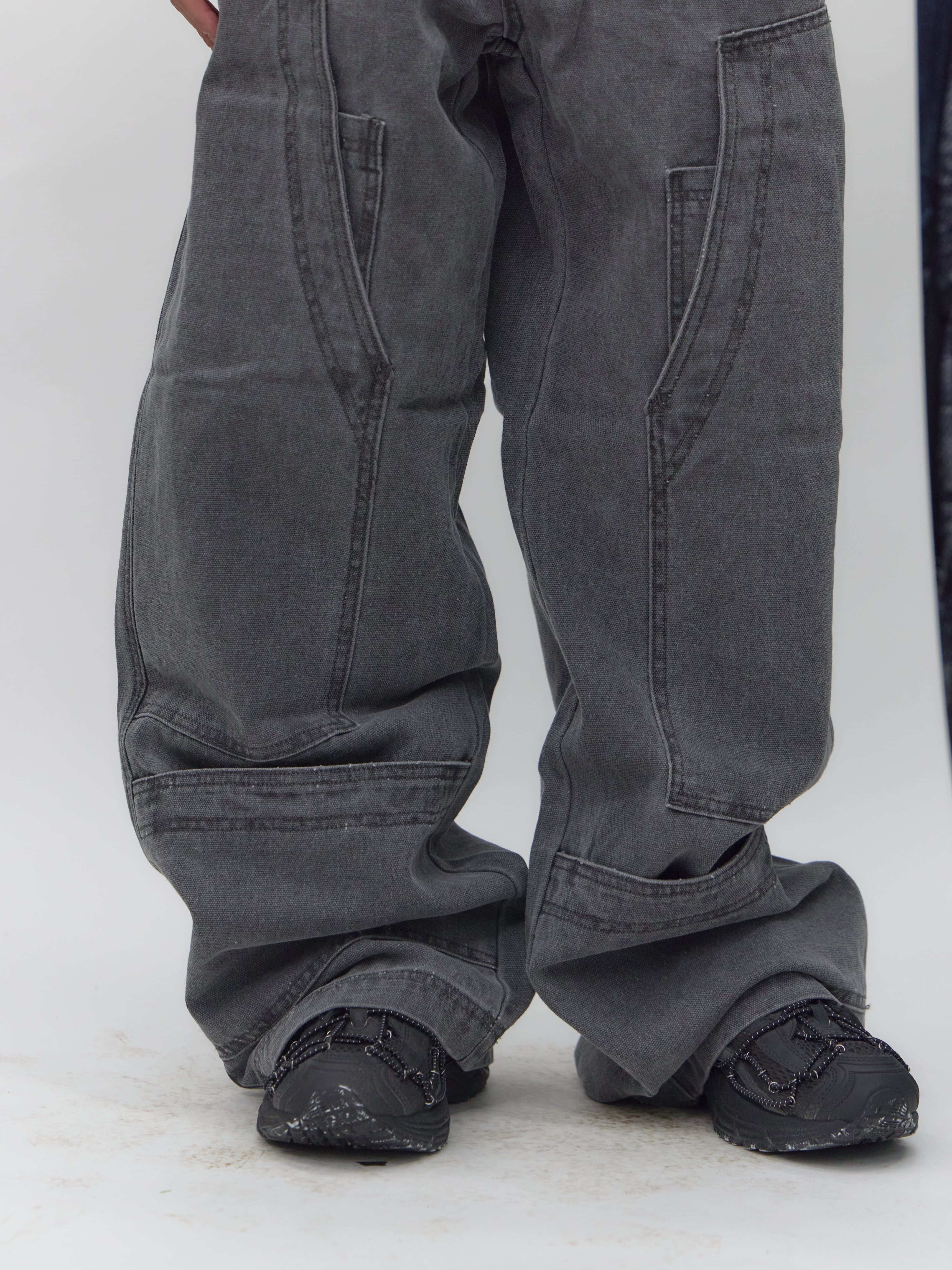 Dyed Multi Cargo Carpenter Pants Light Grey — vue 10