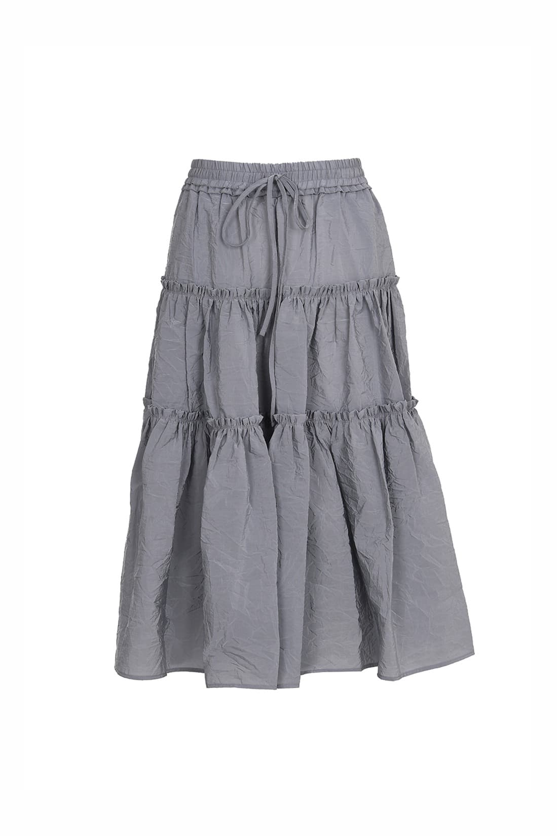 Shirring 3-Tier Layered Skirt Grey