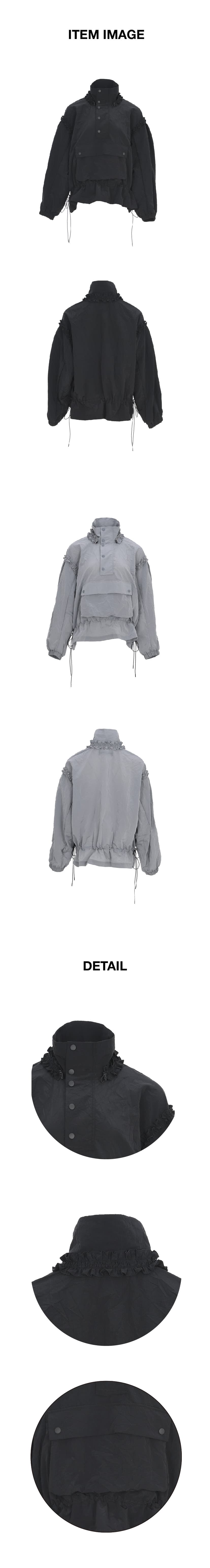 Frill Detail Anorak Jacket Black — vue 4