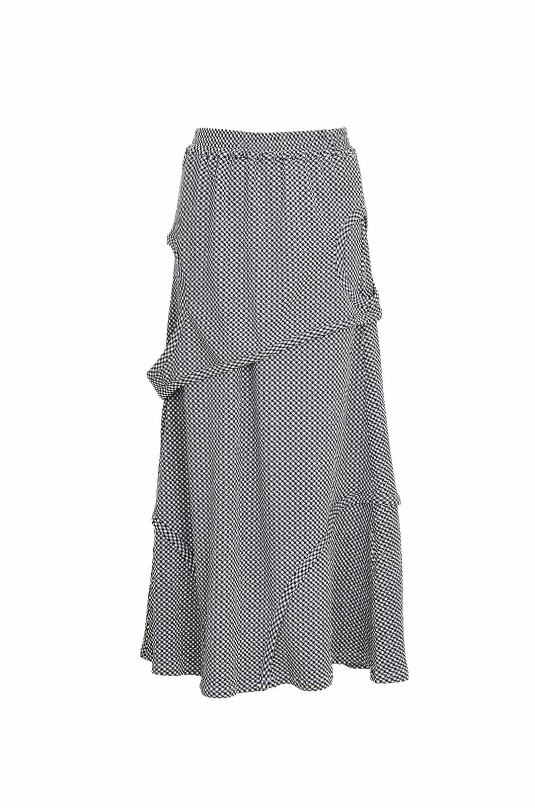 Cut-Out Detail Banding Skirt Black Check