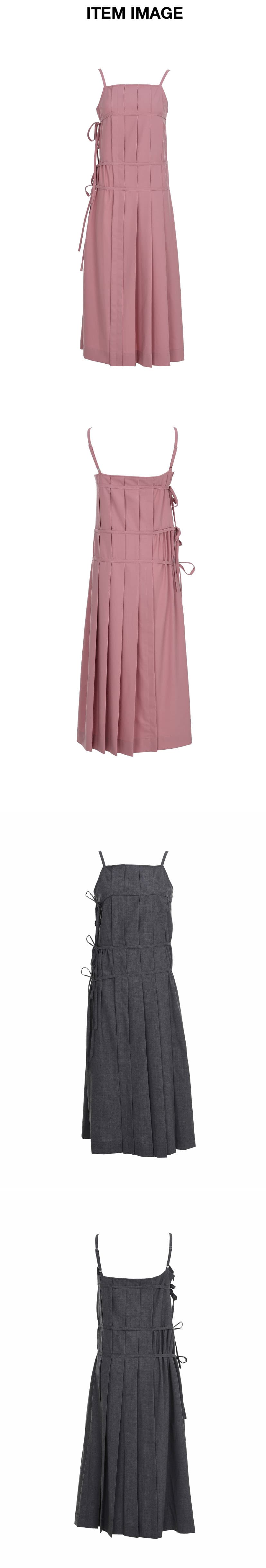 Pleats Wrap Detail Long Dress Wool Grey — vue 3