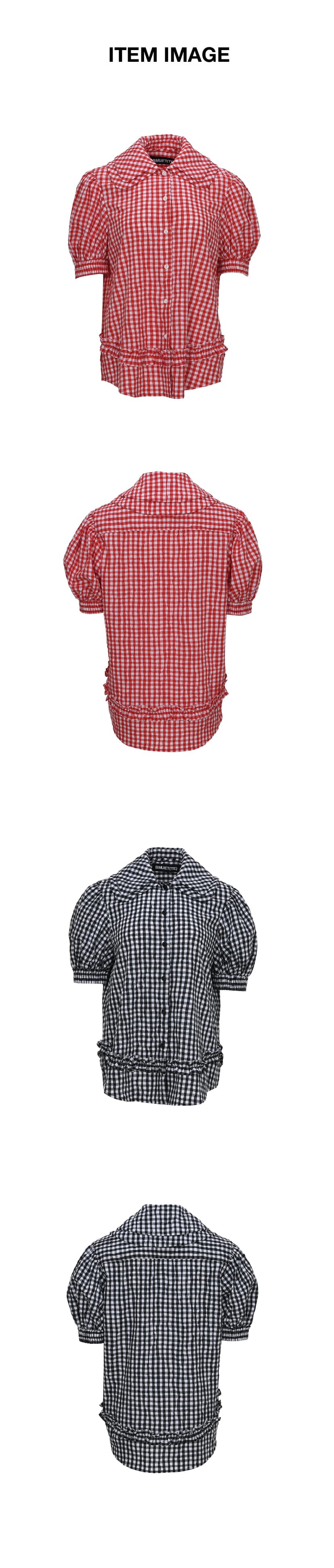 Frill Detail Round Collar Check Shirt — vue 4