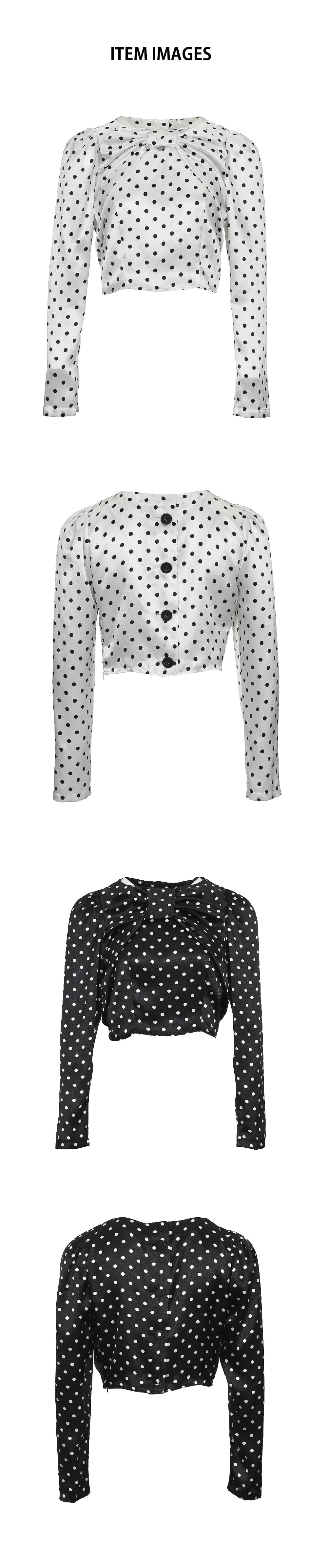 Dot Ribbon Drape Cropped Blouse — vue 3