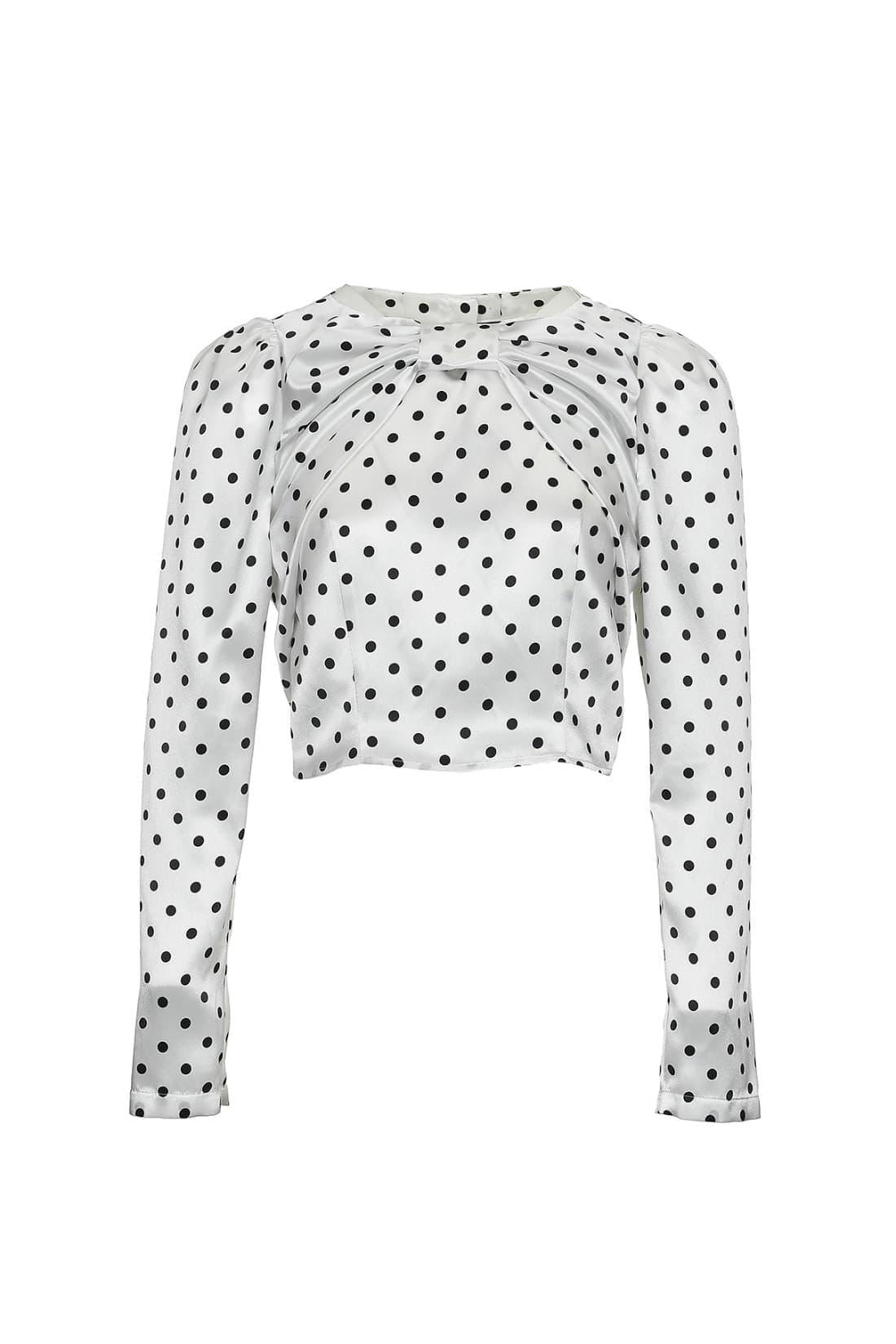 Dot Ribbon Drape Cropped Blouse — vue 1