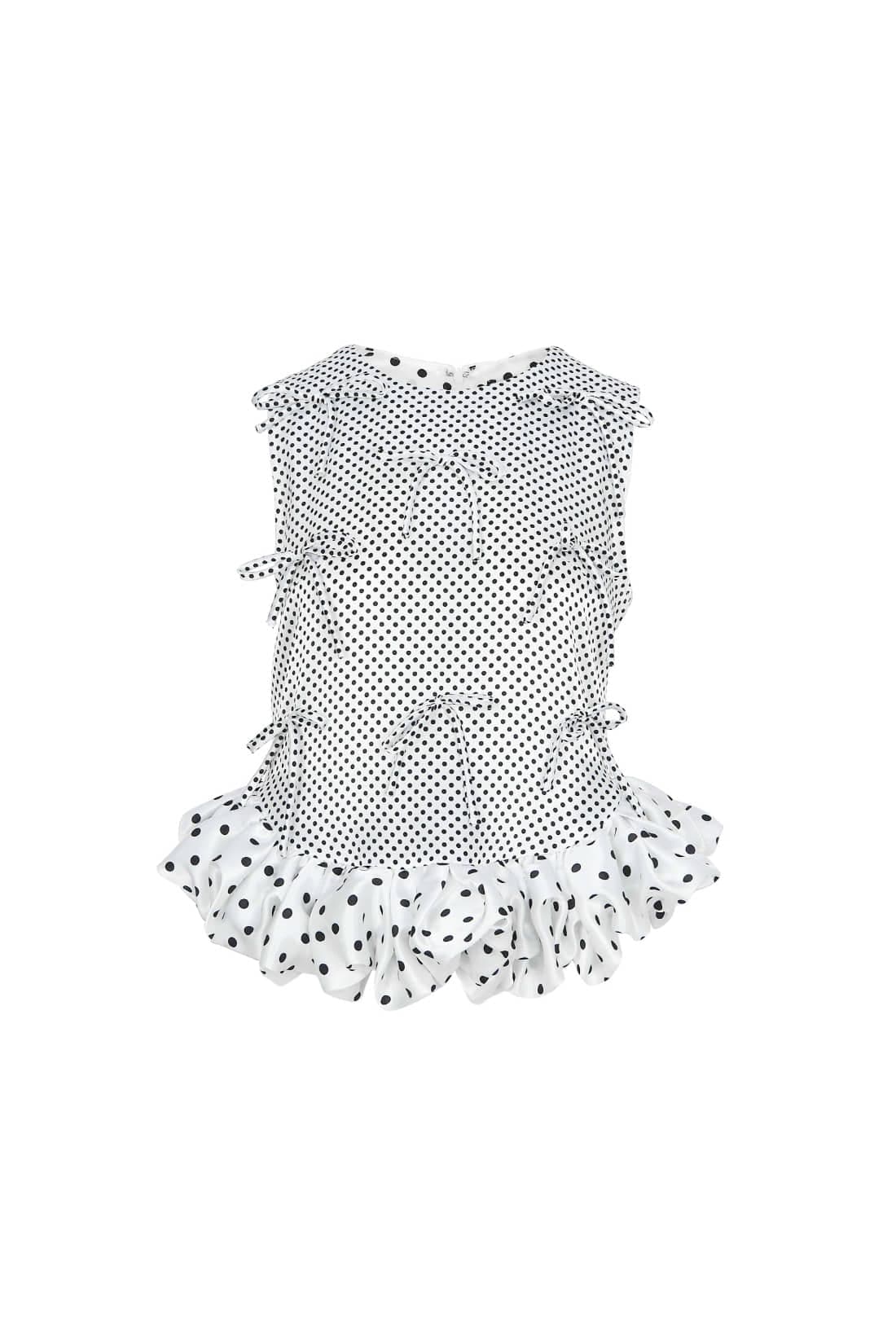 [RE-EDITION] Ribbon Detail Dot Volume Blouse — vue 1