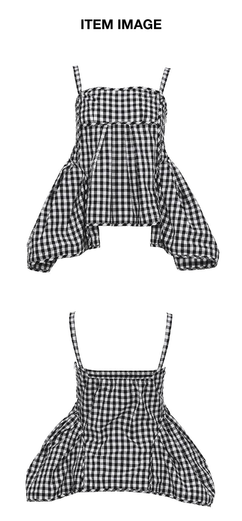 Gingham Check Cutting Line Top Black — vue 4