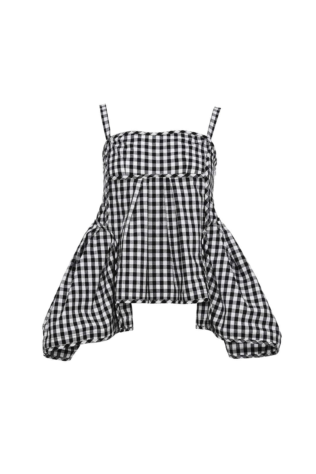 BMUET(TE) — Gingham Check Cutting Line Top Black