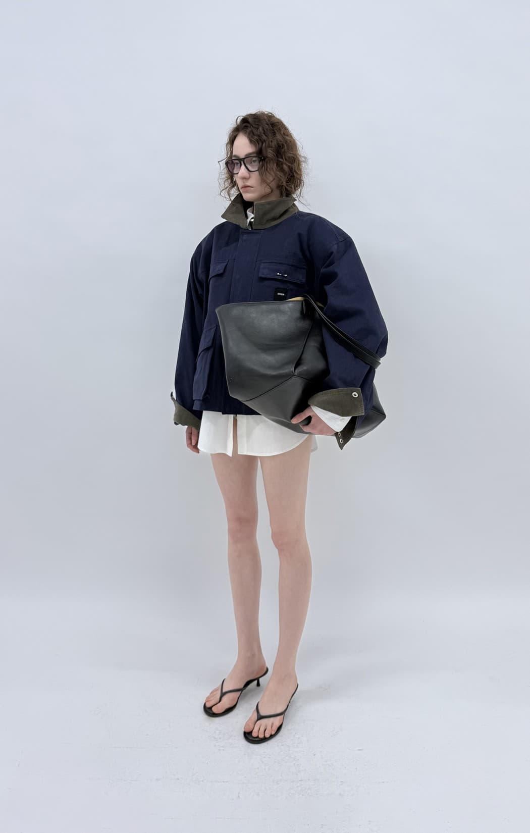 Corduroy Collar Oxford Crop Work Jacket — vue 4