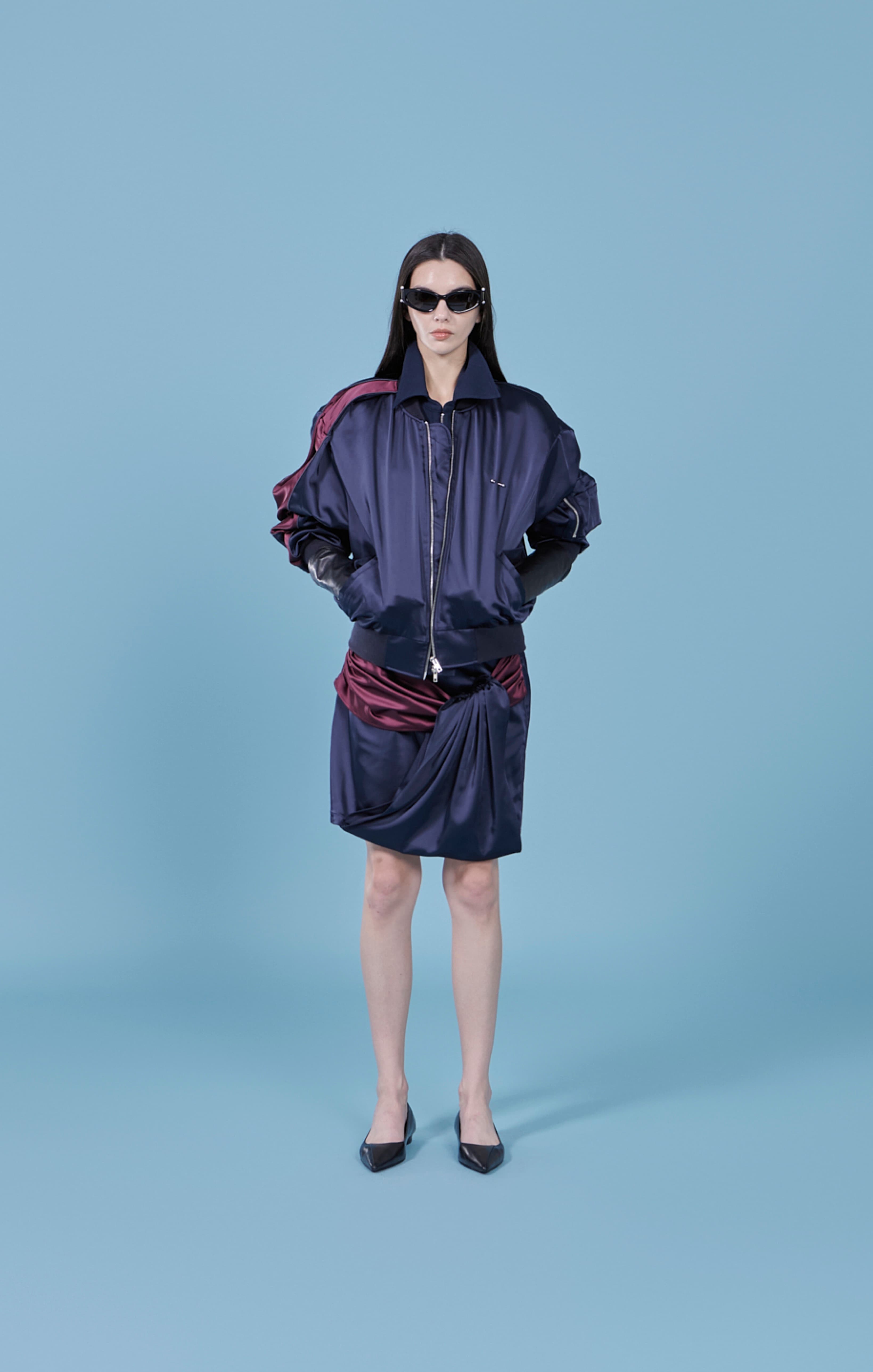 Two Tone Double Tuck Bomber Jacket