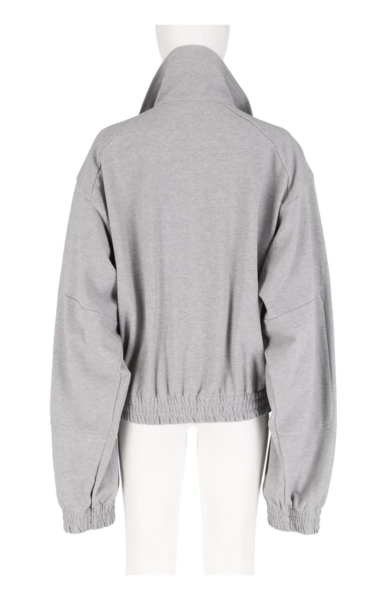 Grey Half Neck Epaulette Zip-Up — vue 2