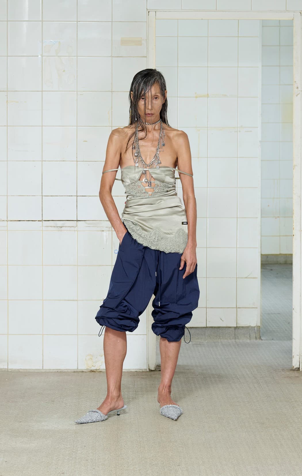 BONBOM — Asym Tuck Wind Breaker Pants