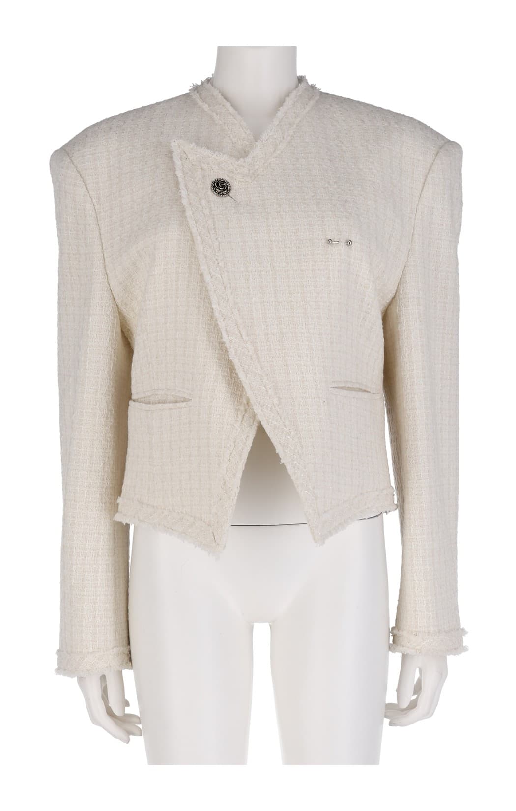 Flat Peaked Lapel Tweed Blazer — vue 2