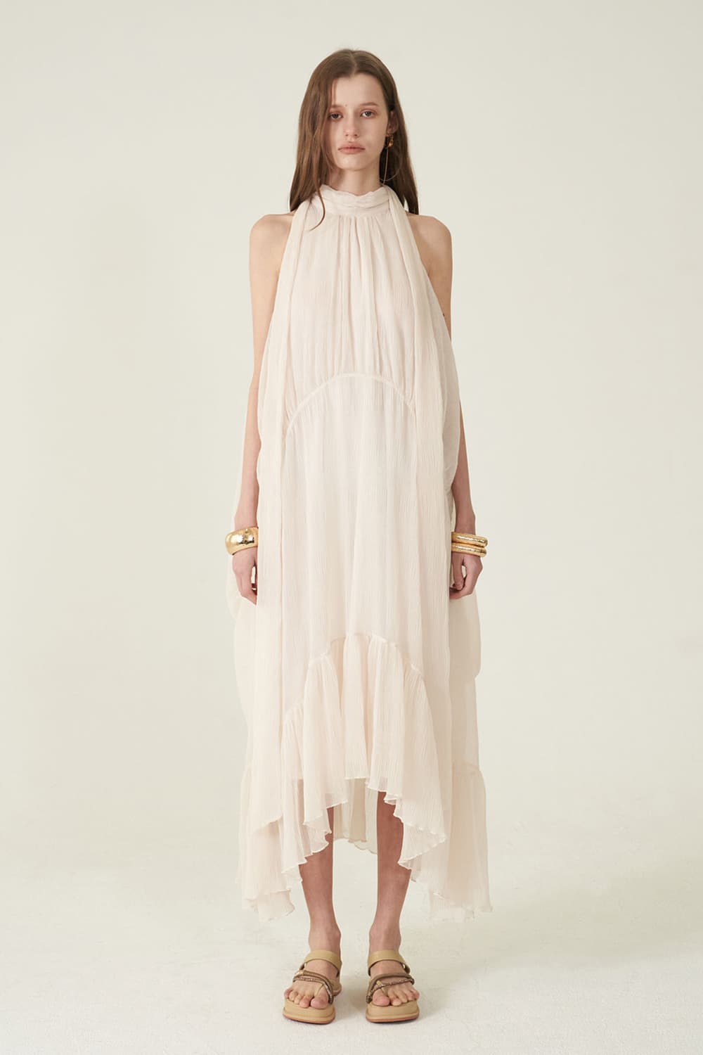 [CAHIERS 26SS] Crinkle Halterneck Rear Balloon Dress — vue 7