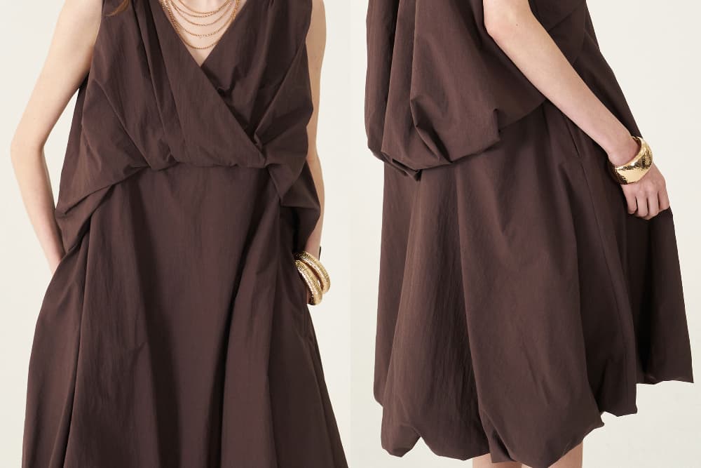 [CAHIERS 26SS] Papery Texture Back Volume Bustier Dress — vue 19