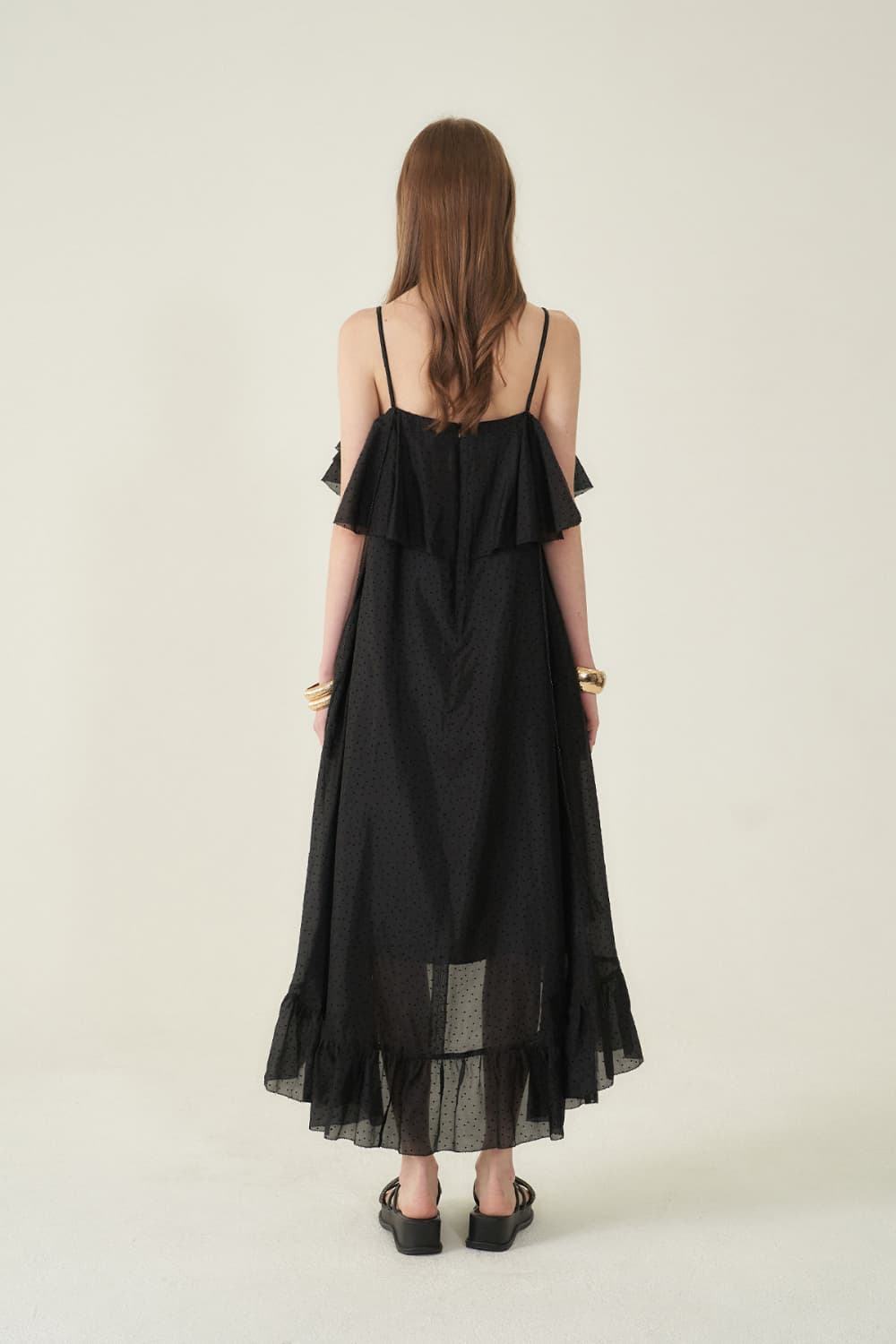 [CAHIERS 26SS] Mini Dot Chiffon Center Frill Asymmetric Dress — vue 20