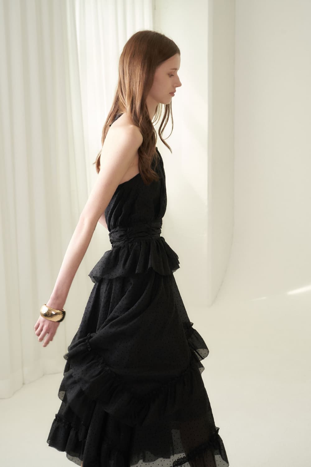 [CAHIERS 26SS] Mini Dot Chiffon Tiered Frill Halterneck Dress — vue 18