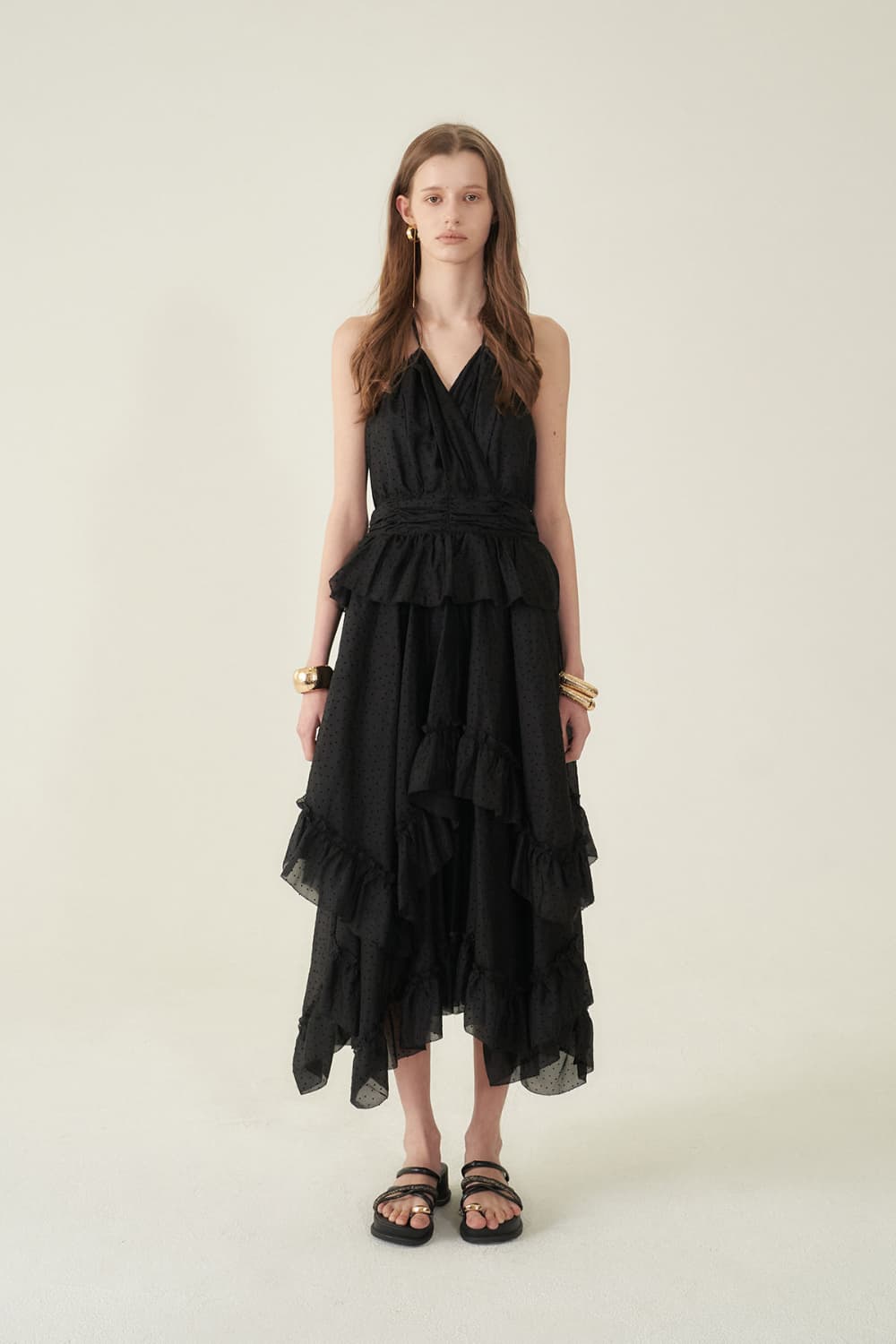 [CAHIERS 26SS] Mini Dot Chiffon Tiered Frill Halterneck Dress — vue 19