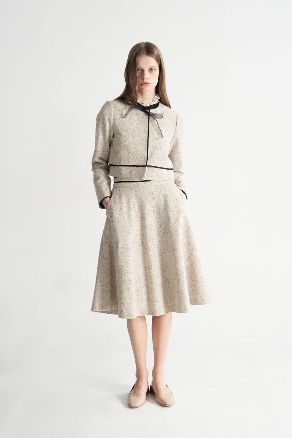 [CAHISIENNE 26SS] Organza Ribbon Tweed Trimming Jacket — vue 13