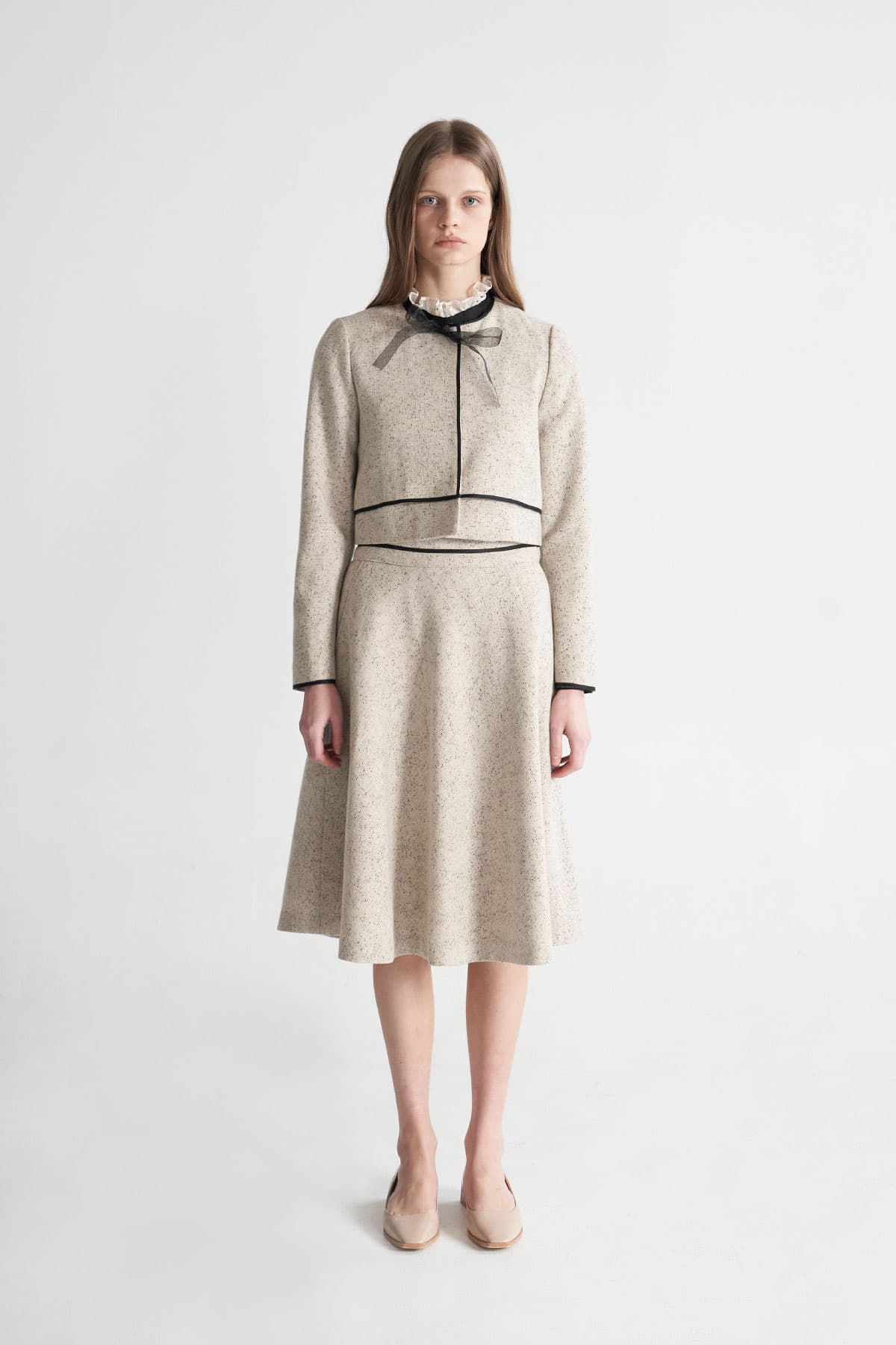 [CAHISIENNE 26SS] Organza Ribbon Tweed Trimming Jacket — vue 3