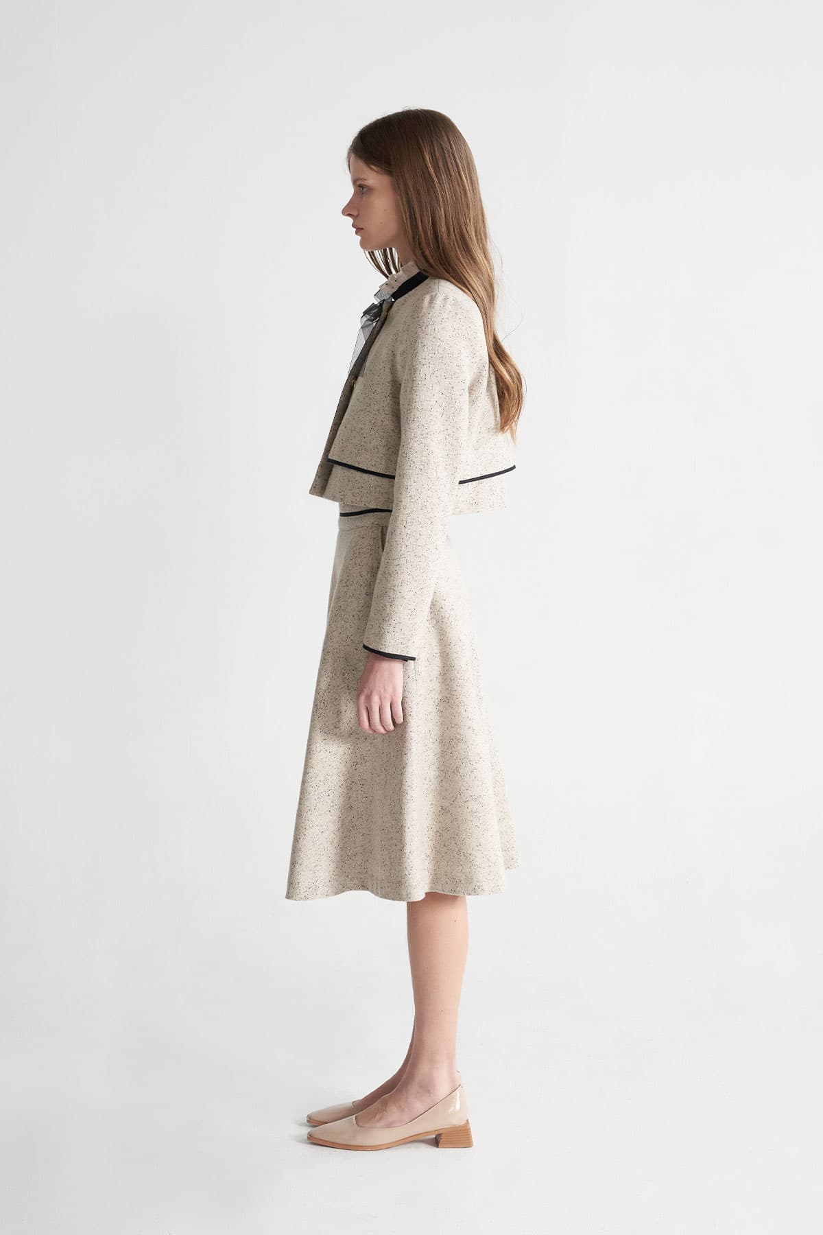 [CAHISIENNE 26SS] Organza Ribbon Tweed Trimming Jacket — vue 4