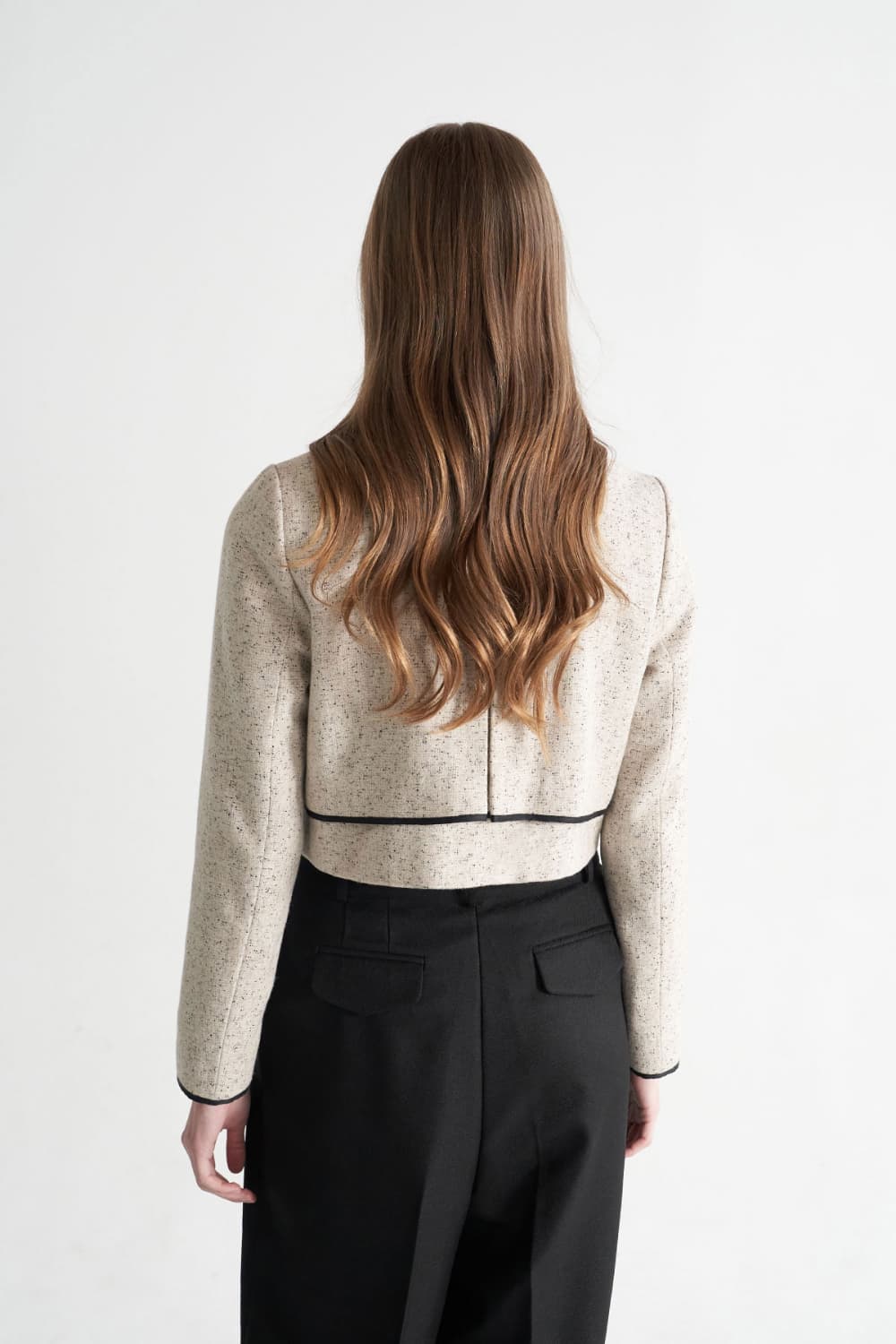 [CAHISIENNE 26SS] Organza Ribbon Tweed Trimming Jacket — vue 10