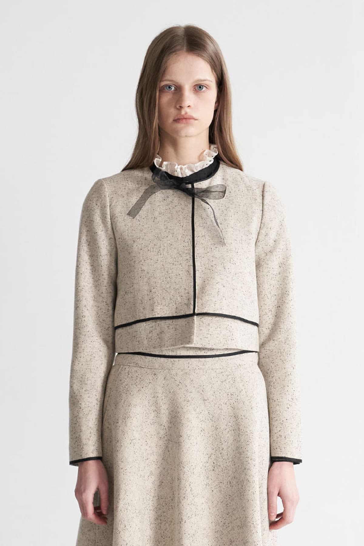 [CAHISIENNE 26SS] Organza Ribbon Tweed Trimming Jacket