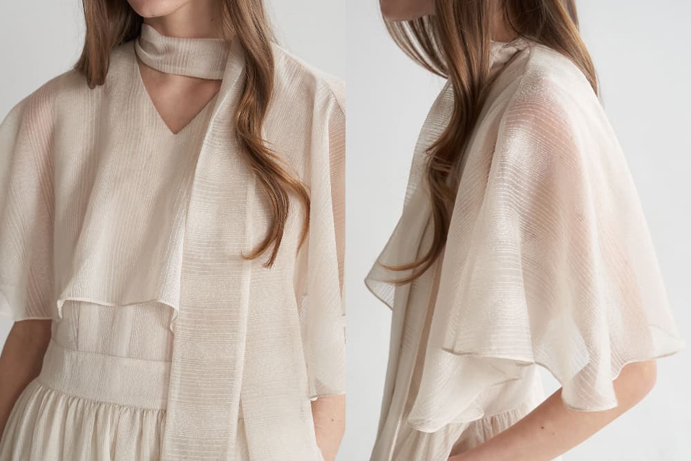[CAHISIENNE 26SS] Structural Cape V-Neck Long Dress — vue 18