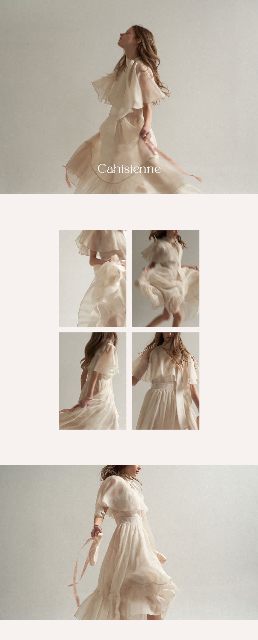 [CAHISIENNE 26SS] Structural Cape V-Neck Long Dress — vue 6