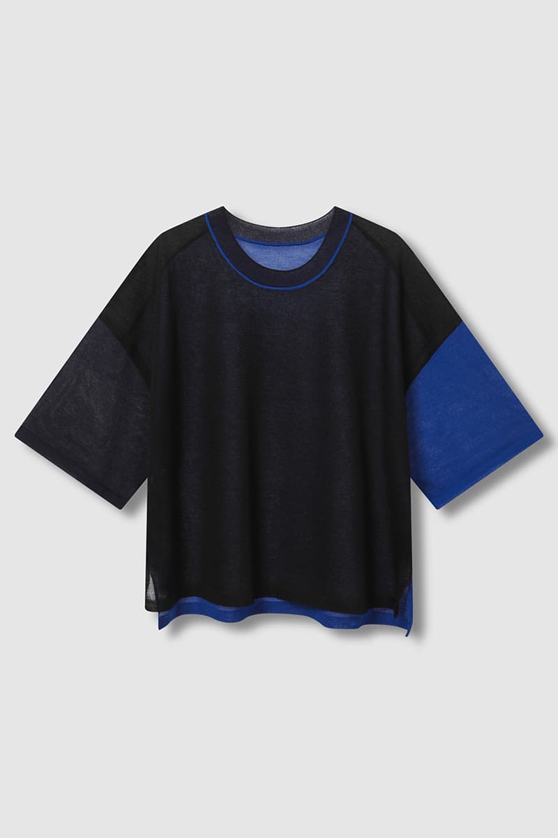 Color Mix Sheer Knit Blue PT
