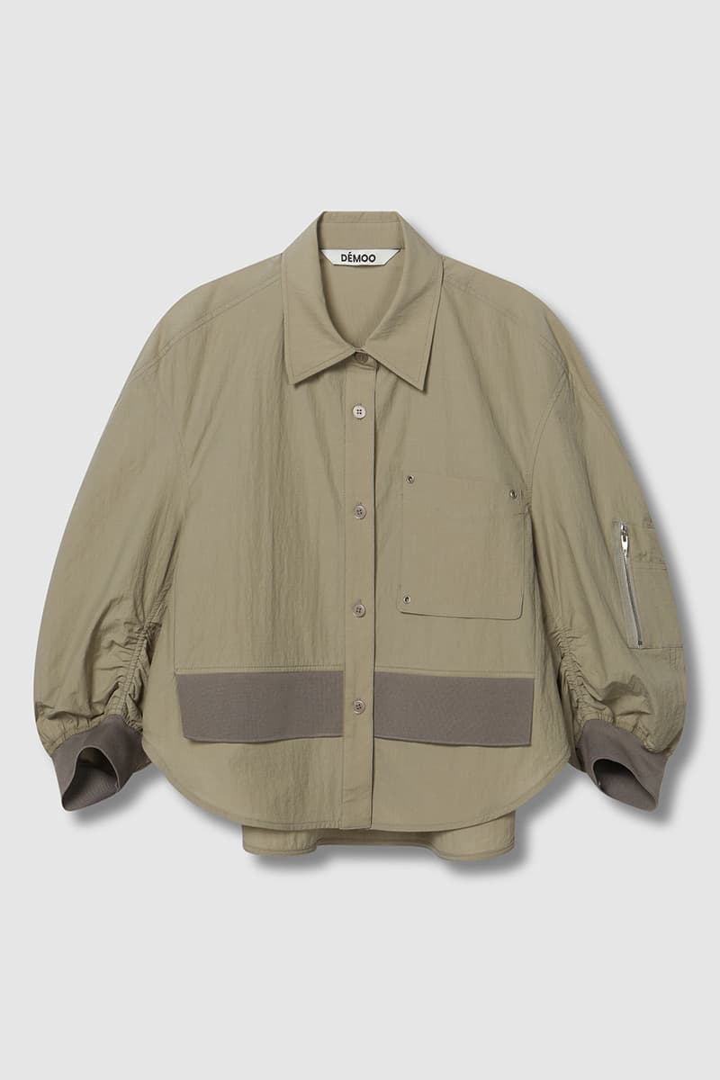 Back Shirring Collar Jacket Khaki Beige