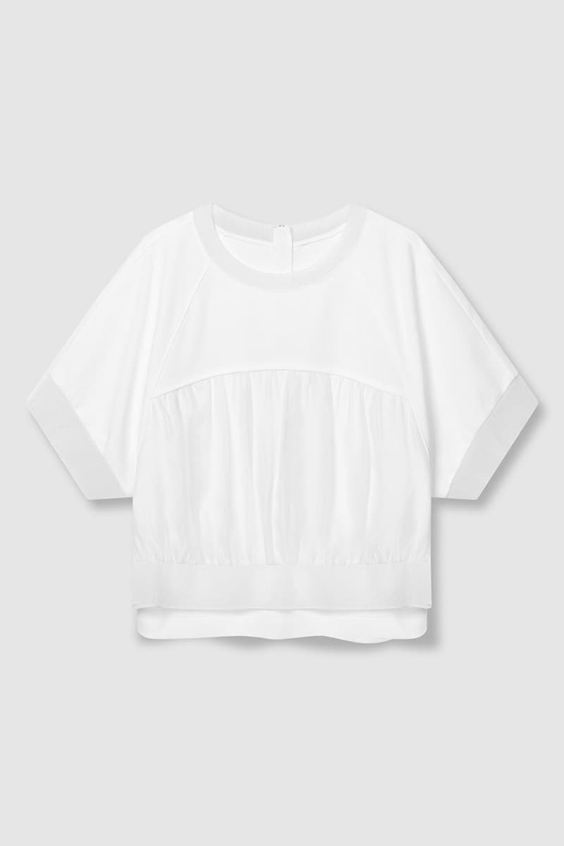 Round Half Zip T-Shirt White — vue 1