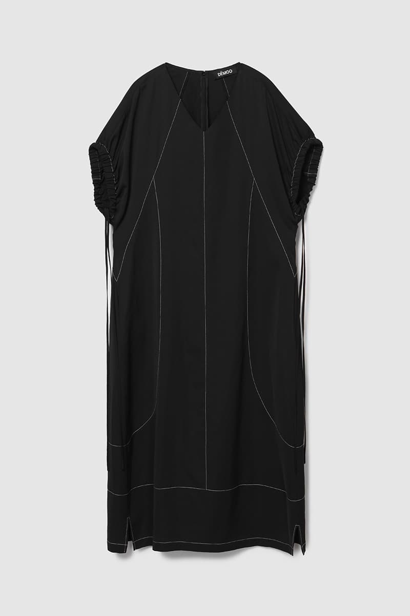 Balloon Stitch Long Dress Black