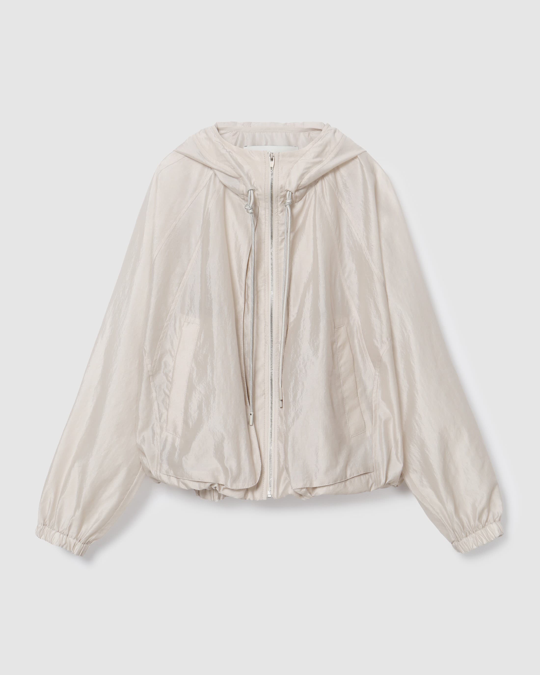 Hooded Zip-Up Jacket Beige — vue 2