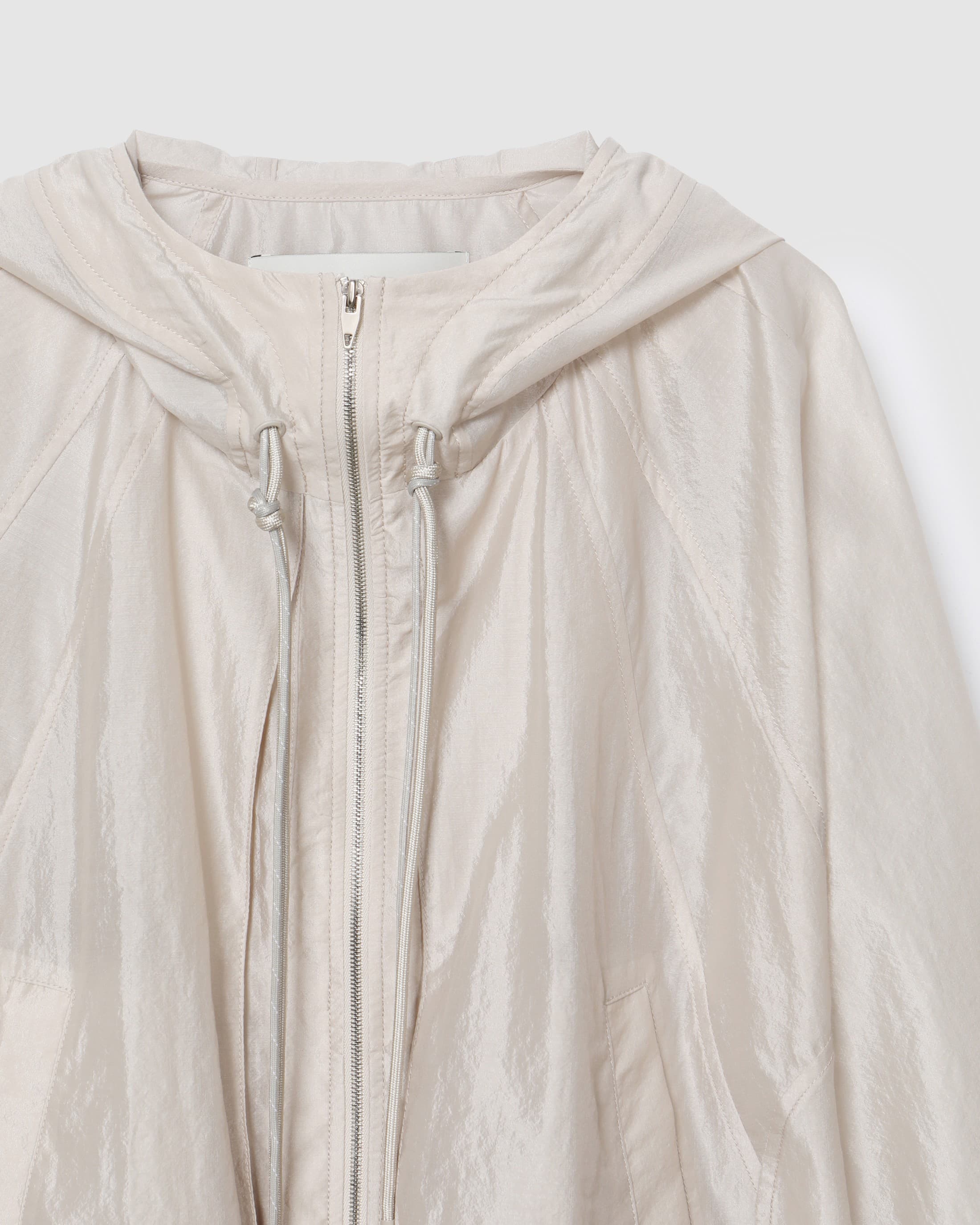 Hooded Zip-Up Jacket Beige — vue 4