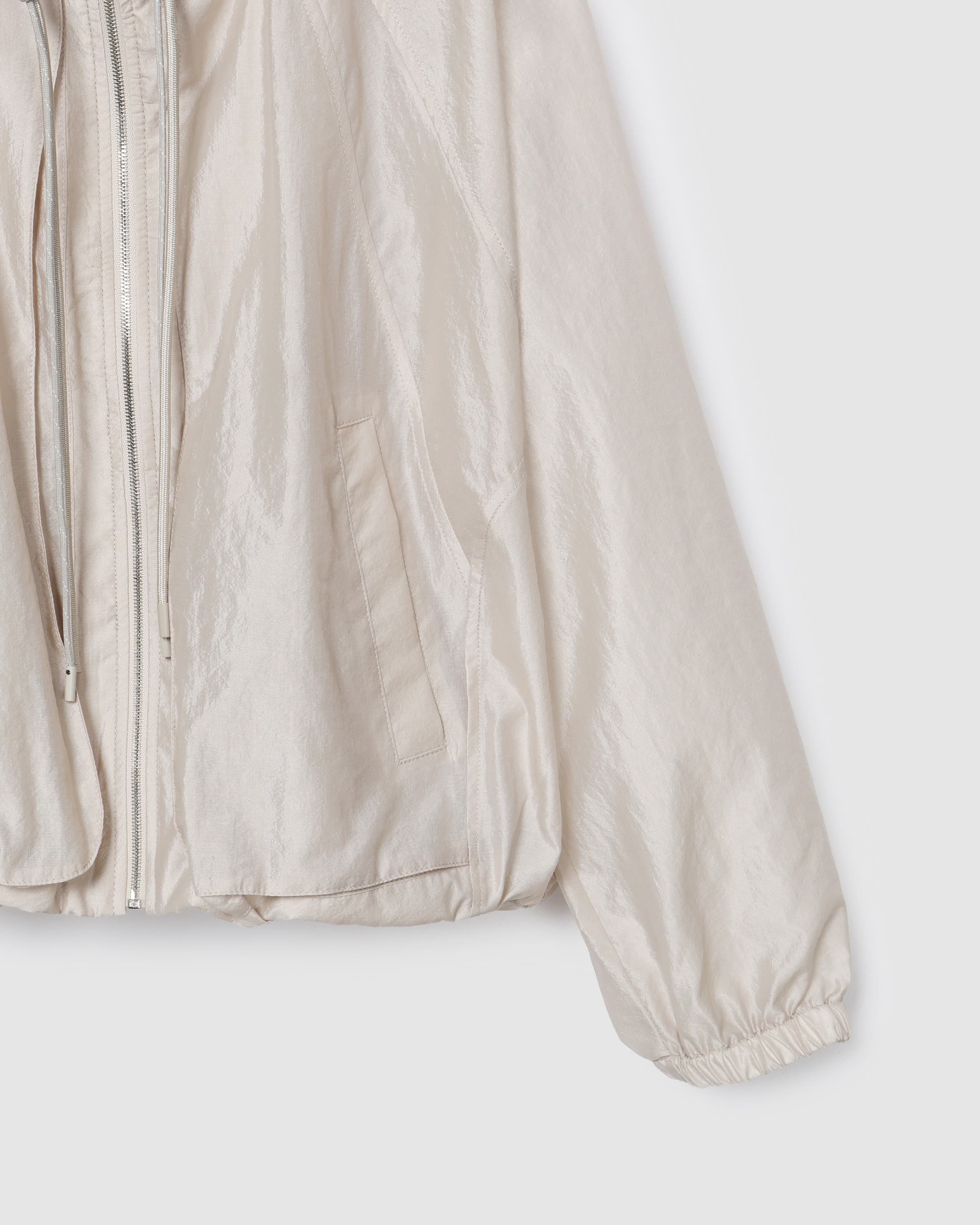 Hooded Zip-Up Jacket Beige — vue 5