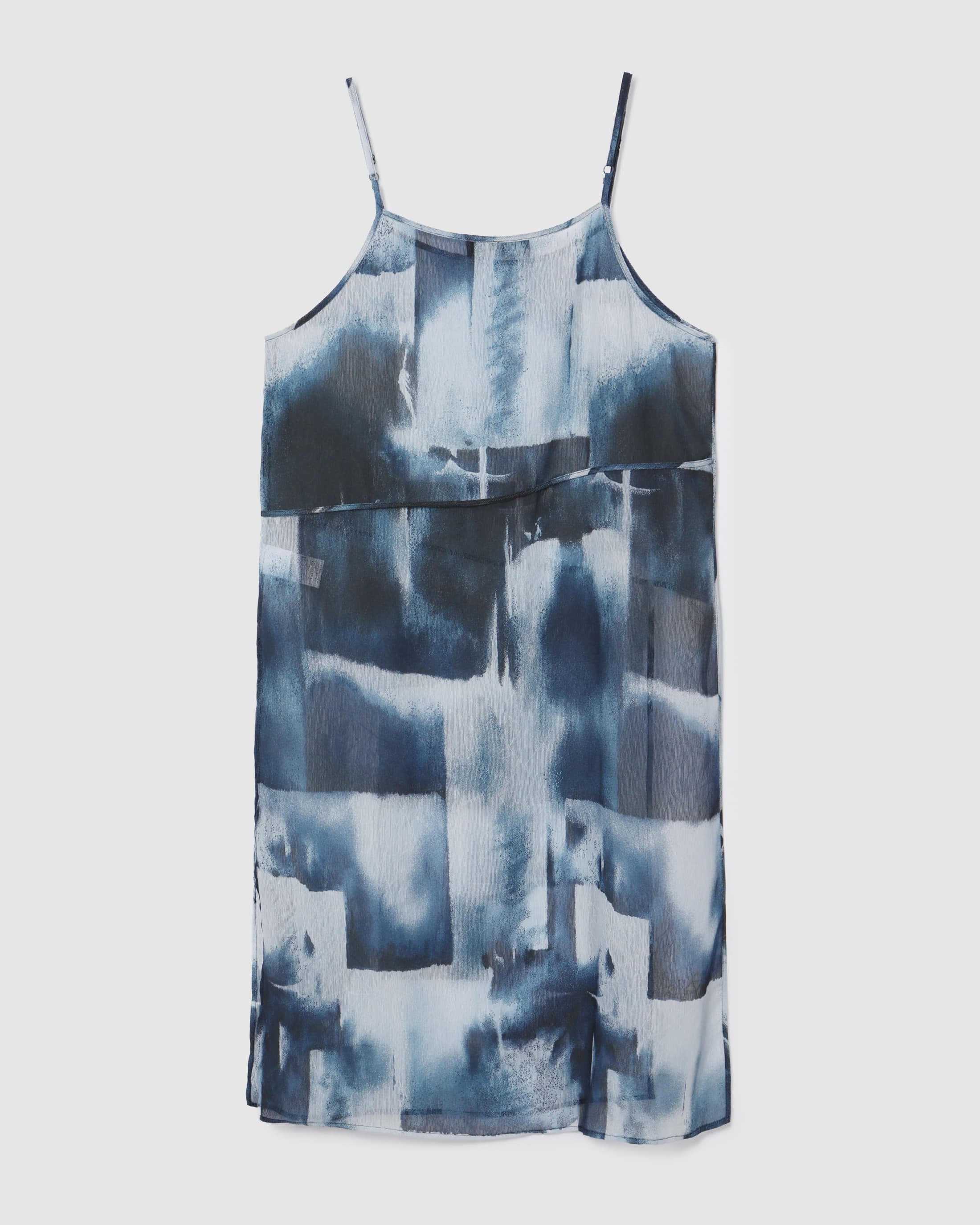 Printed Sleeveless Slit Dress Blue PT — vue 3