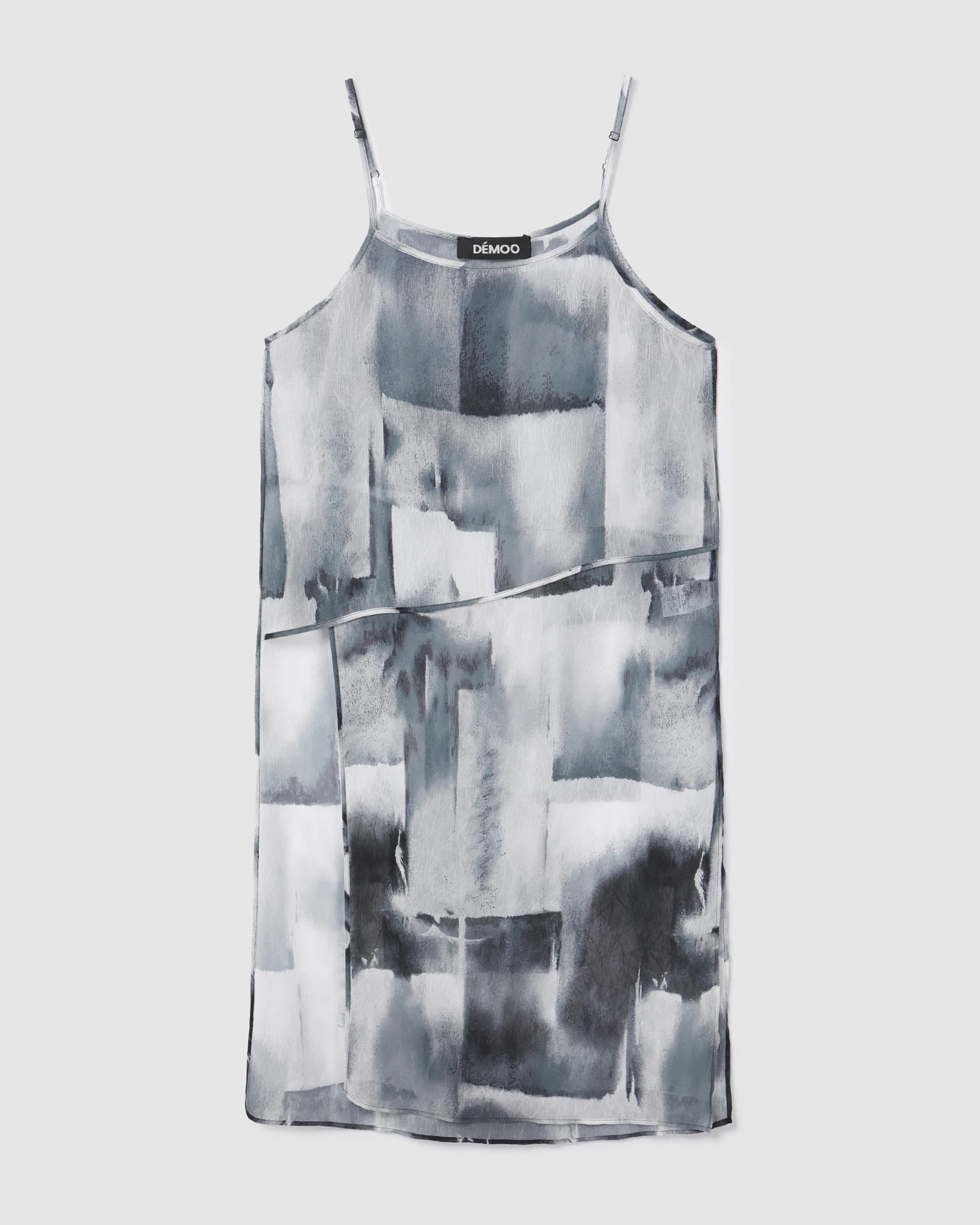 Printed Sleeveless Slit Dress Black PT — vue 2
