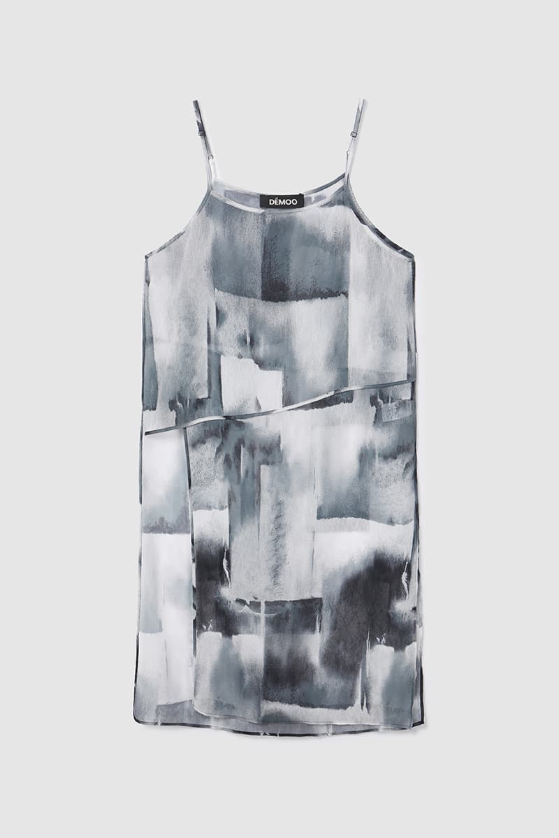 Printed Sleeveless Slit Dress Black PT