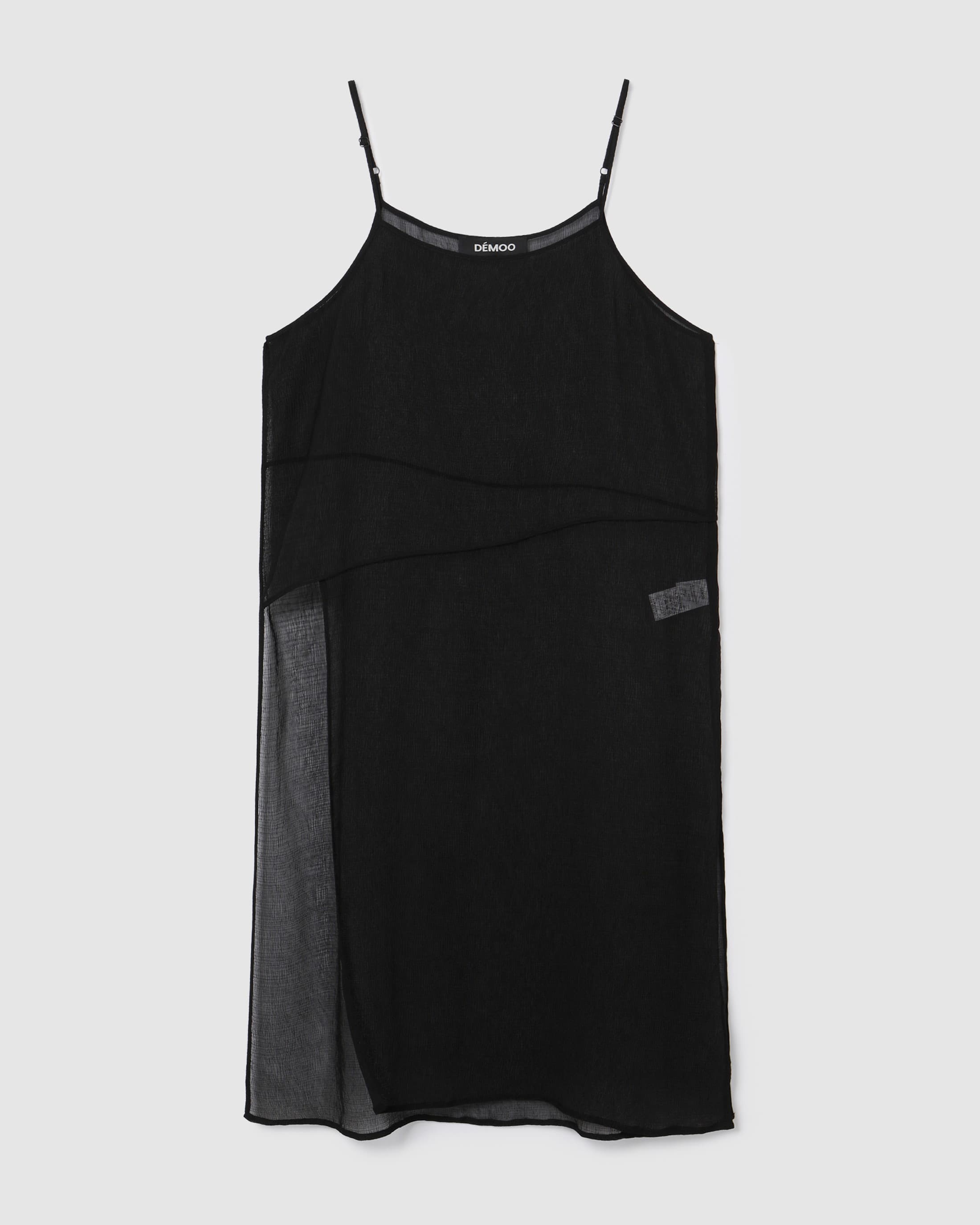 Printed Sleeveless Slit Dress Black — vue 2