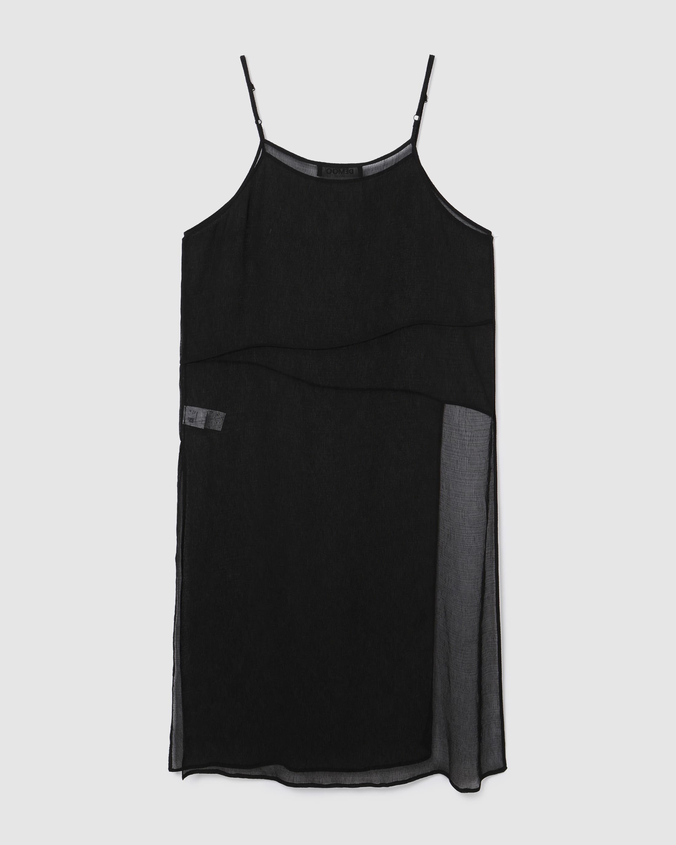 Printed Sleeveless Slit Dress Black — vue 3