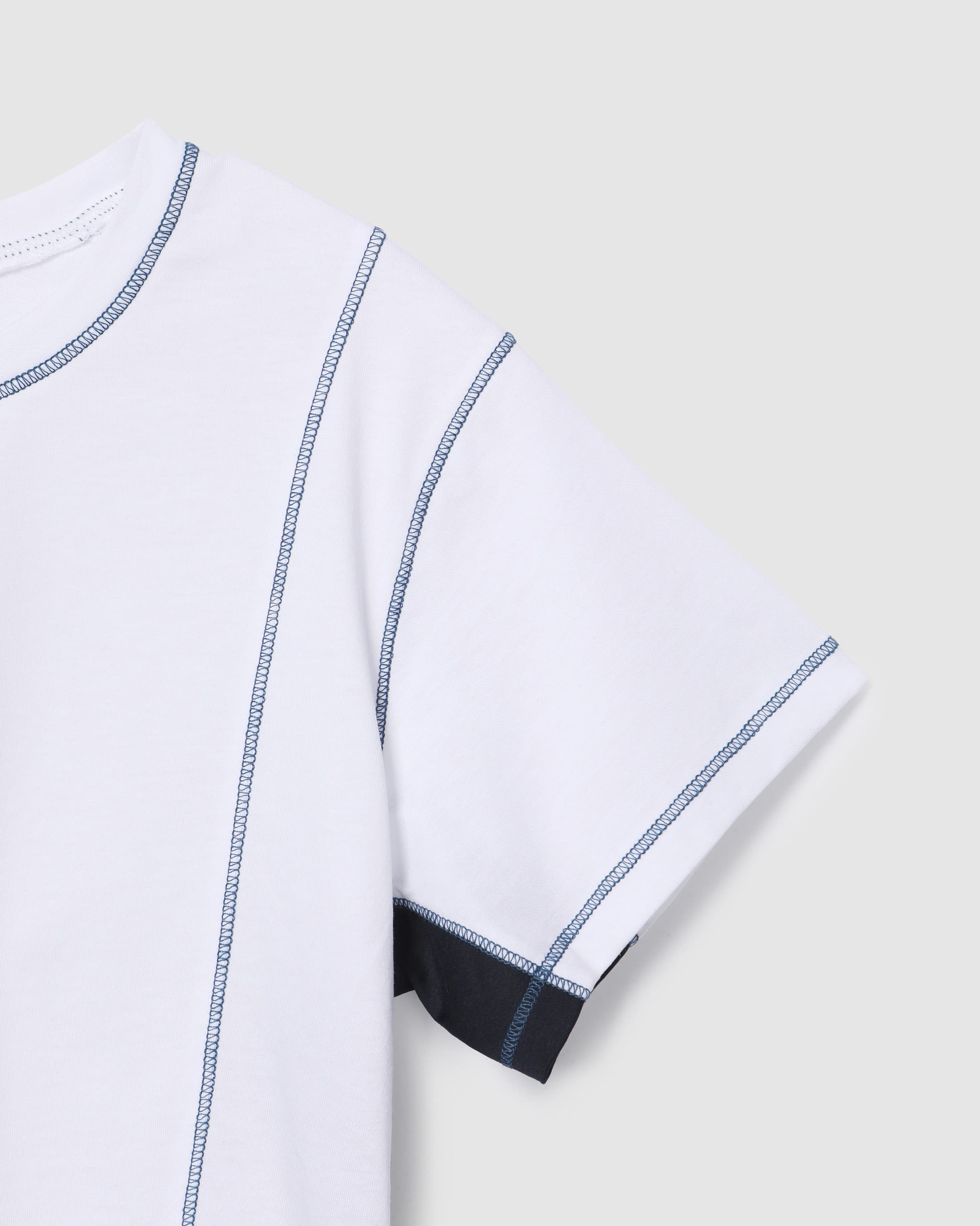 Color Block Panel Half T-Shirt White — vue 5
