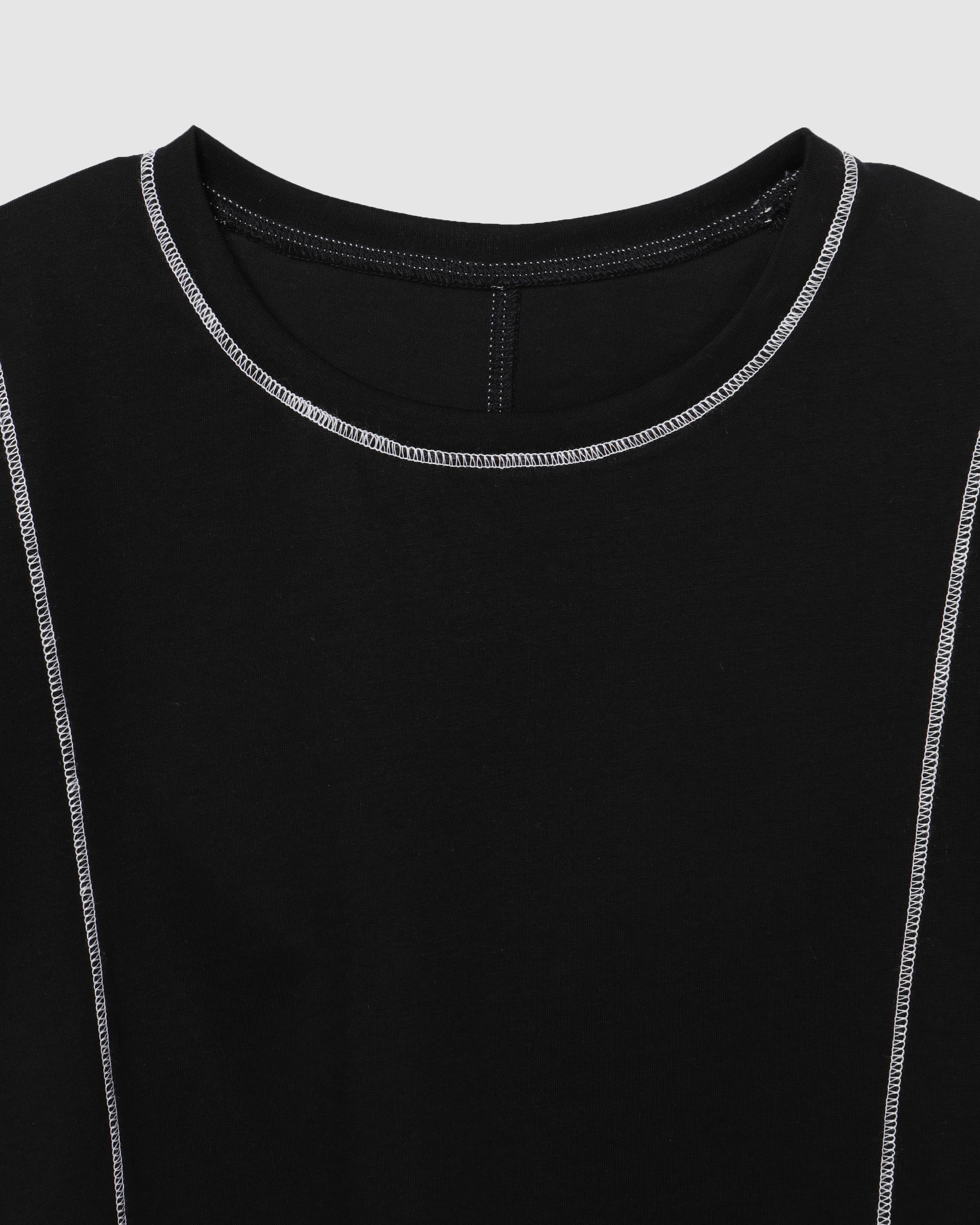 Color Block Panel Half T-Shirt Black — vue 4