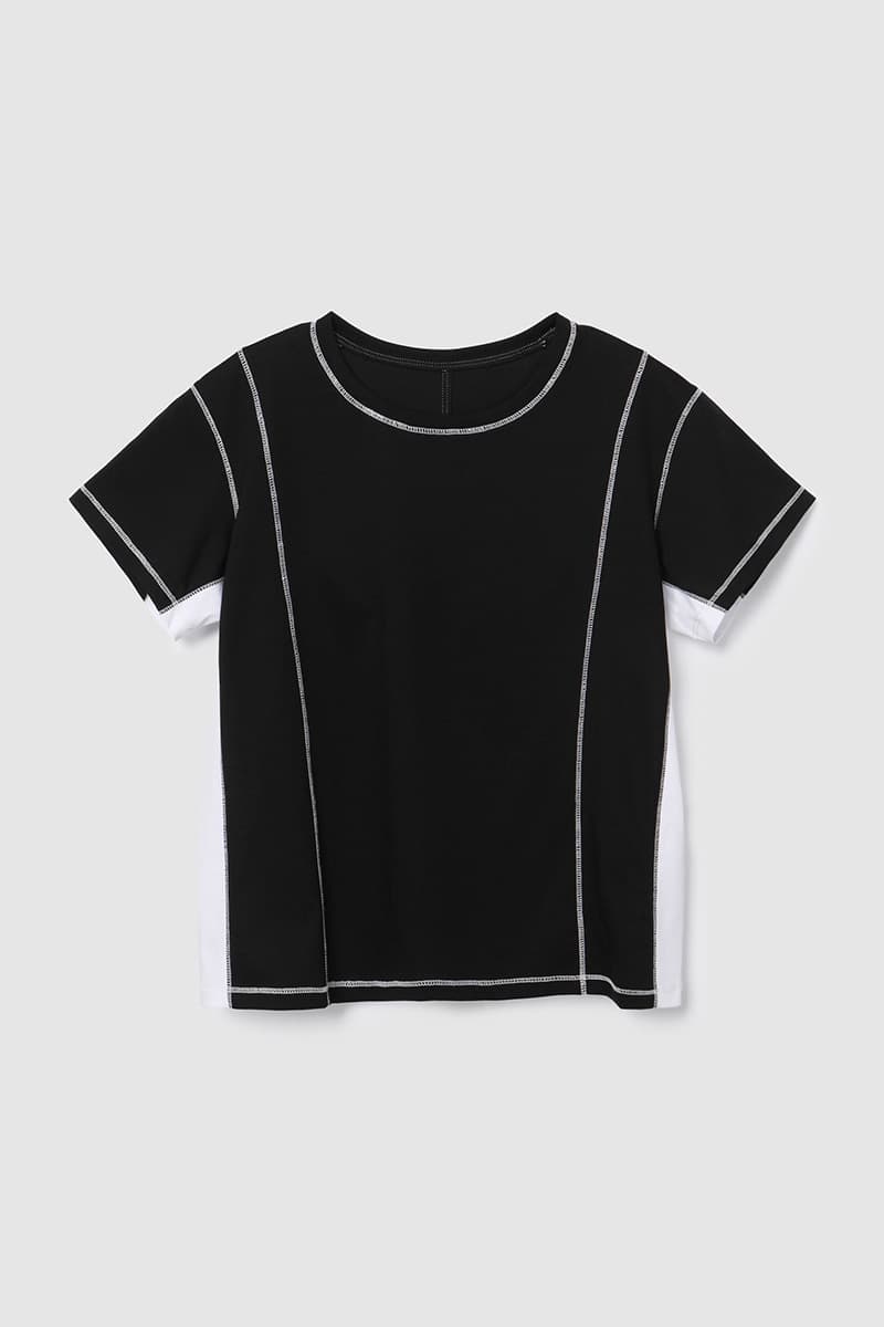 Color Block Panel Half T-Shirt Black