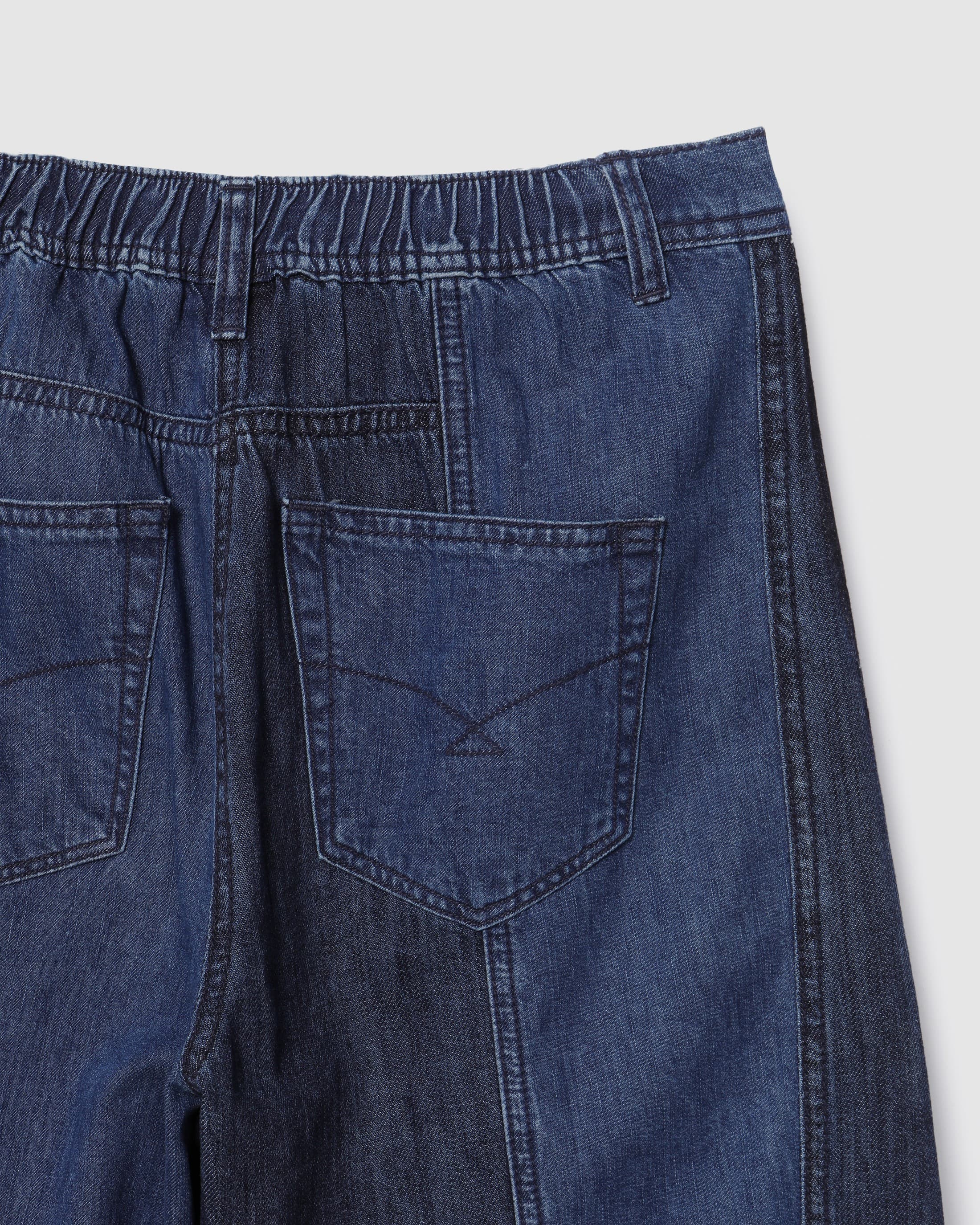 Wide Two-Tone Denim Pants Blue — vue 5