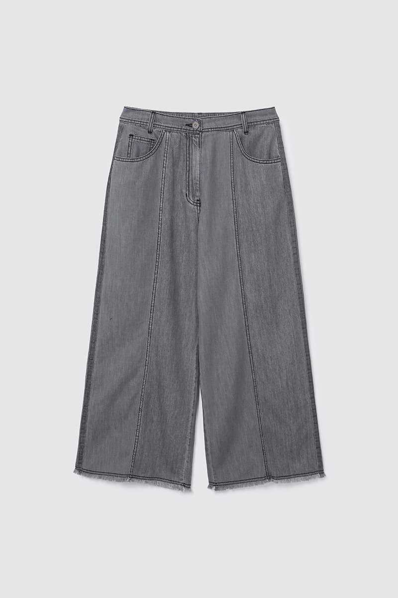 Wide Two-Tone Denim Pants Grey