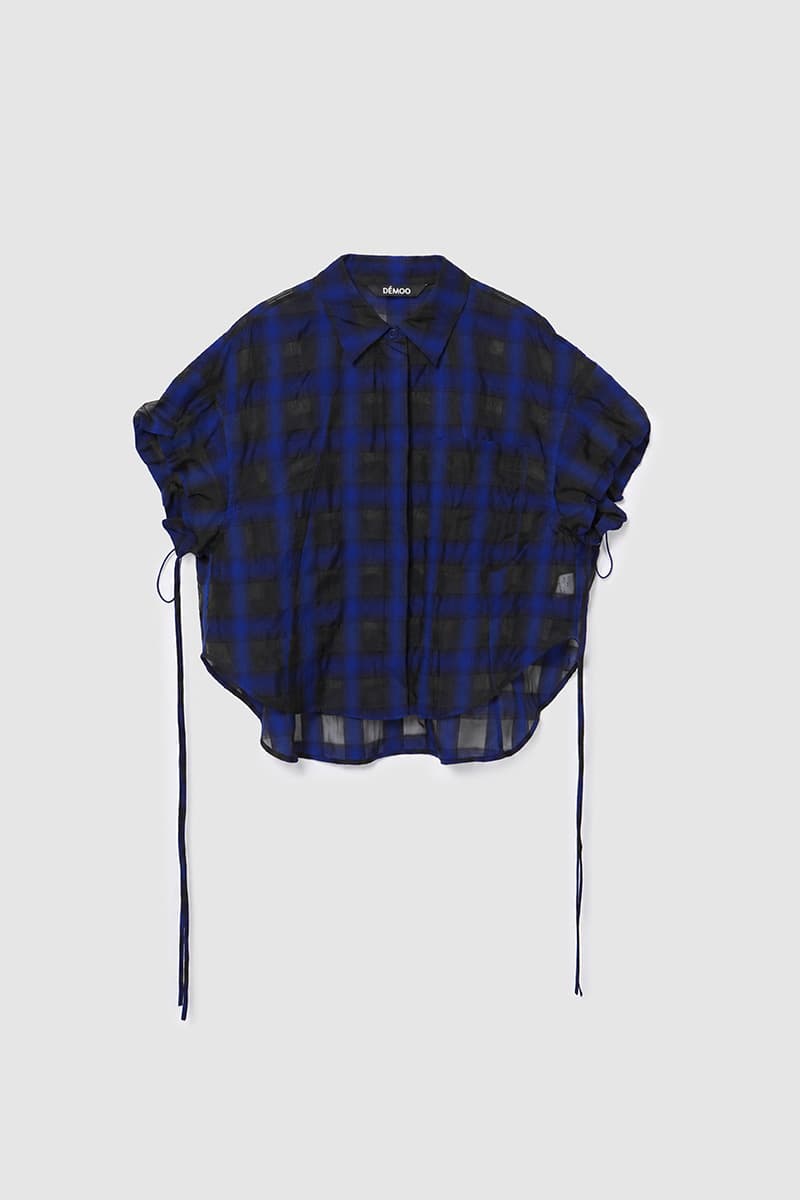 Sheer Check Blouse Blue PT — vue 1